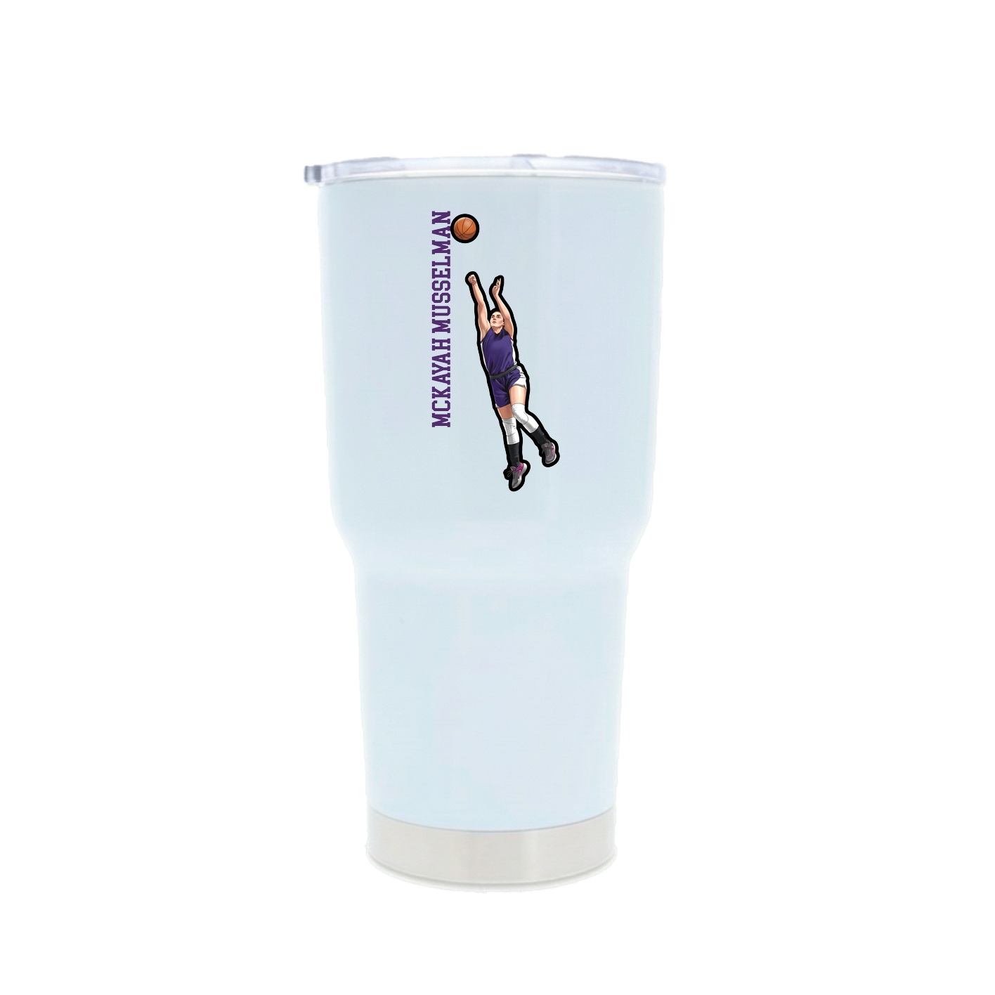 30oz Stainless Steel Tumbler — Name Vertical in White