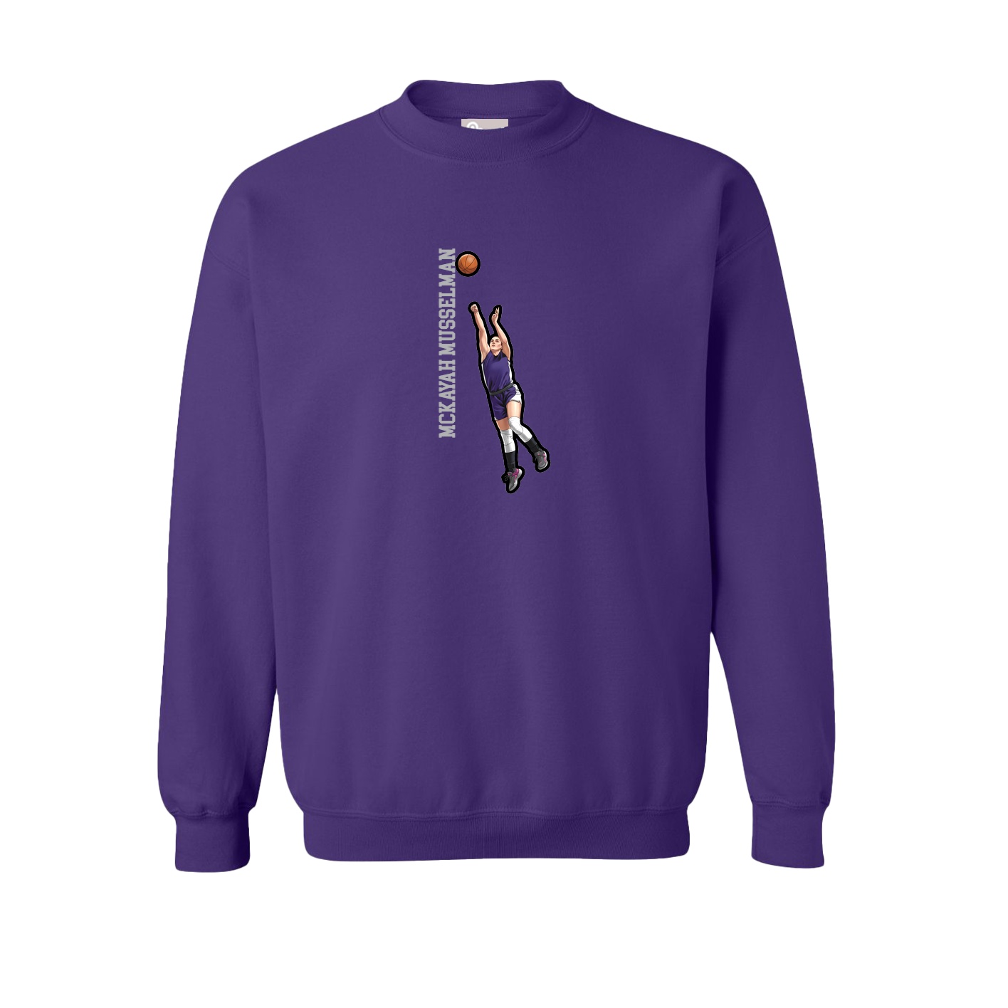 Fleece Crew — Name Vertical in Purple