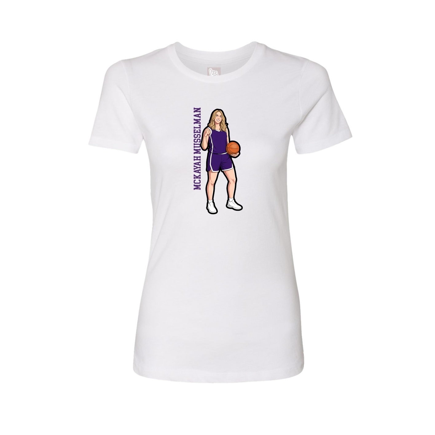 Fitted Women's Tee — Name Vertical in White
