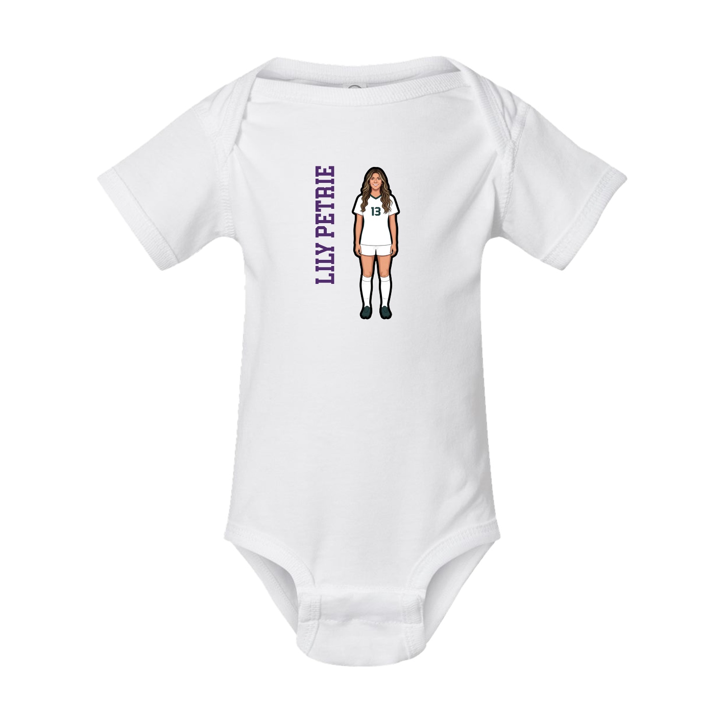 Baby Onesie — Name Vertical in White