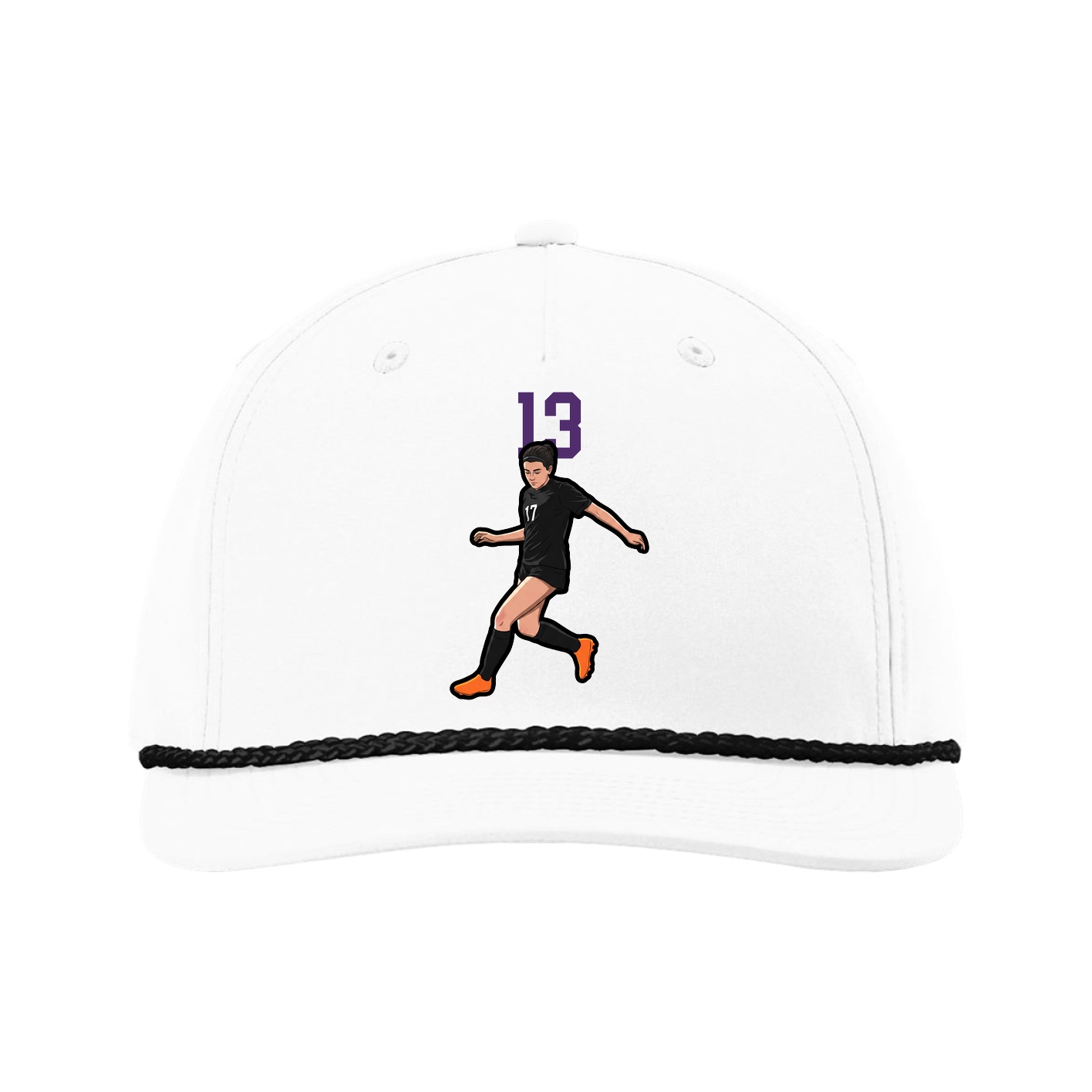 Five-Panel Classic Rope Cap — Number Top in White