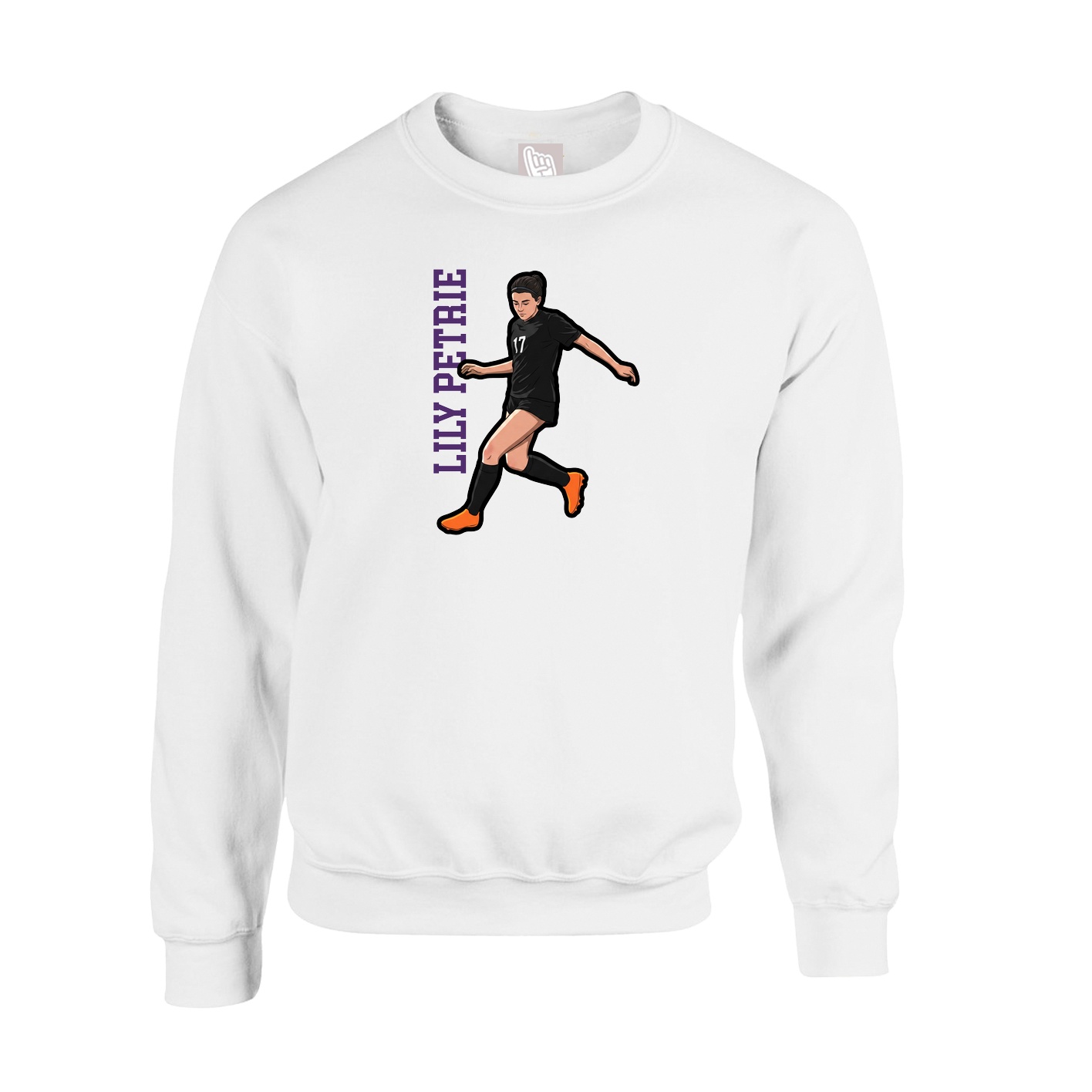 Fleece Crew — Name Vertical in White
