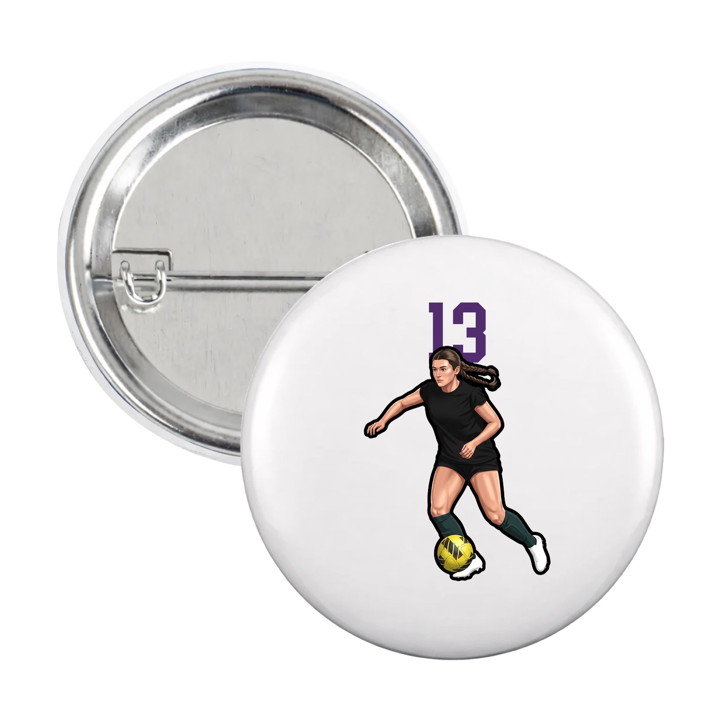 Game Day Button — Number Top in White