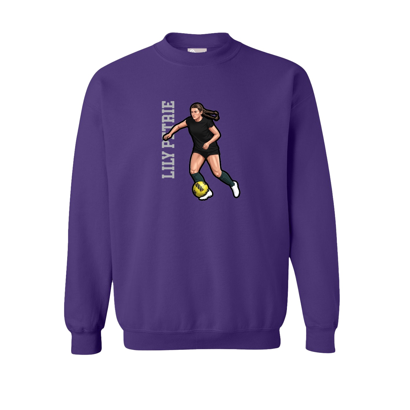 Fleece Crew — Name Vertical in Purple