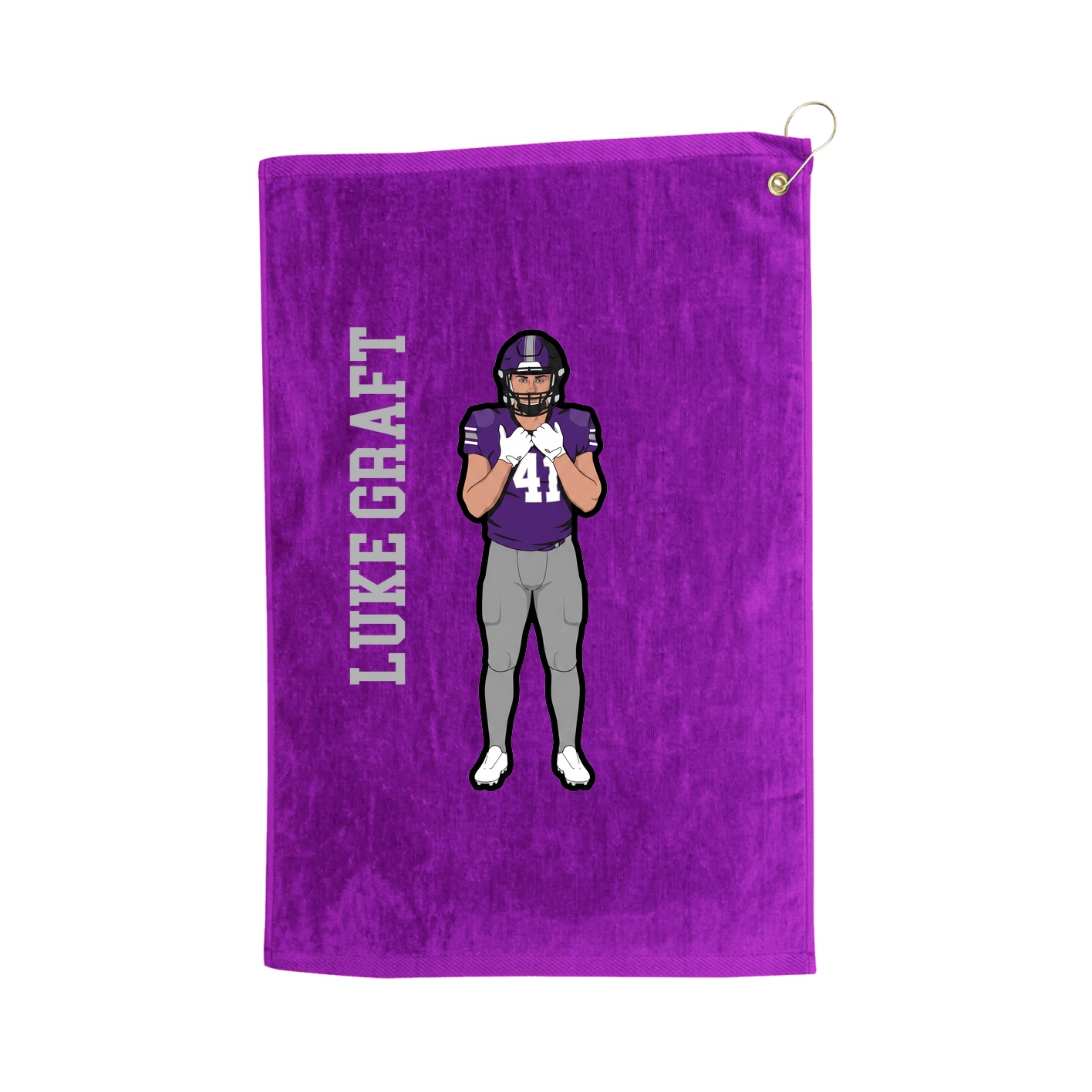 Golf Towel — Name Vertical in Purple