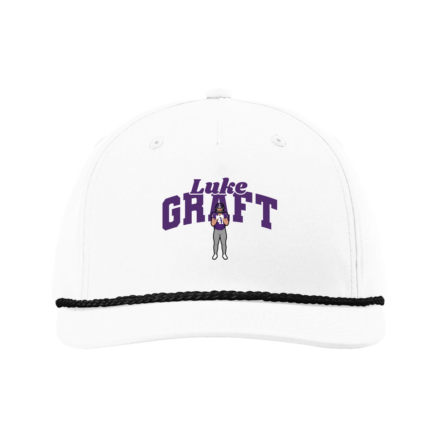 Five-Panel Classic Rope Cap — Signature Arch in White