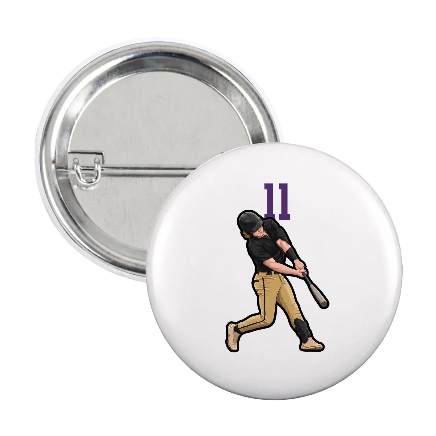 Game Day Button — Number Top in White