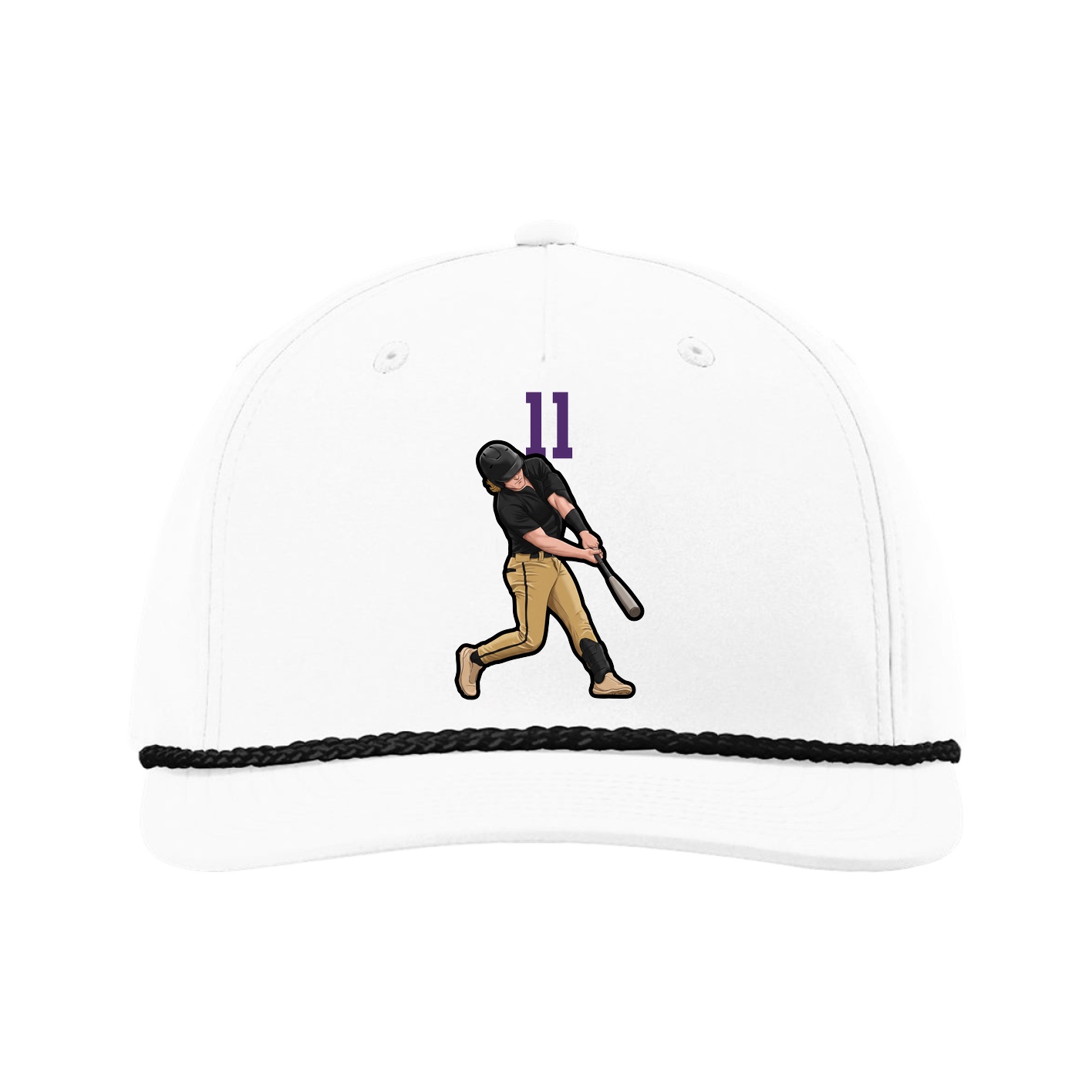 Five-Panel Classic Rope Cap — Number Top in White