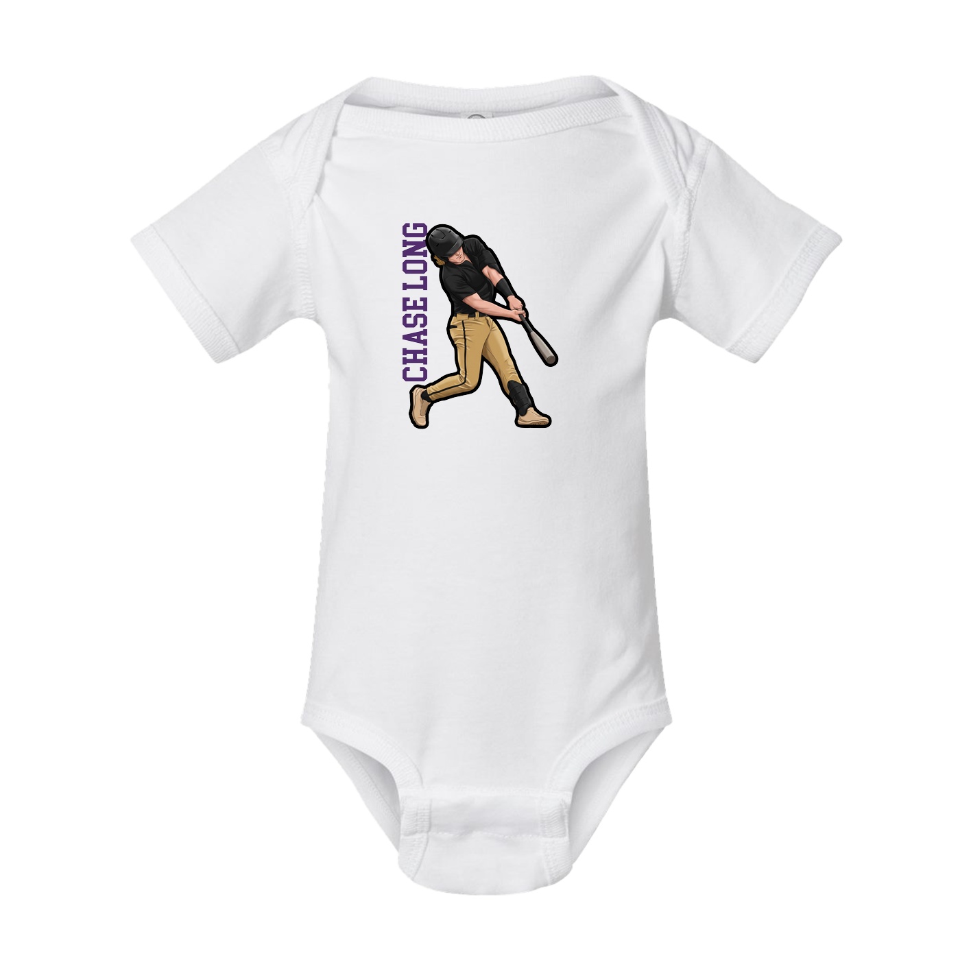 Baby Onesie — Name Vertical in White