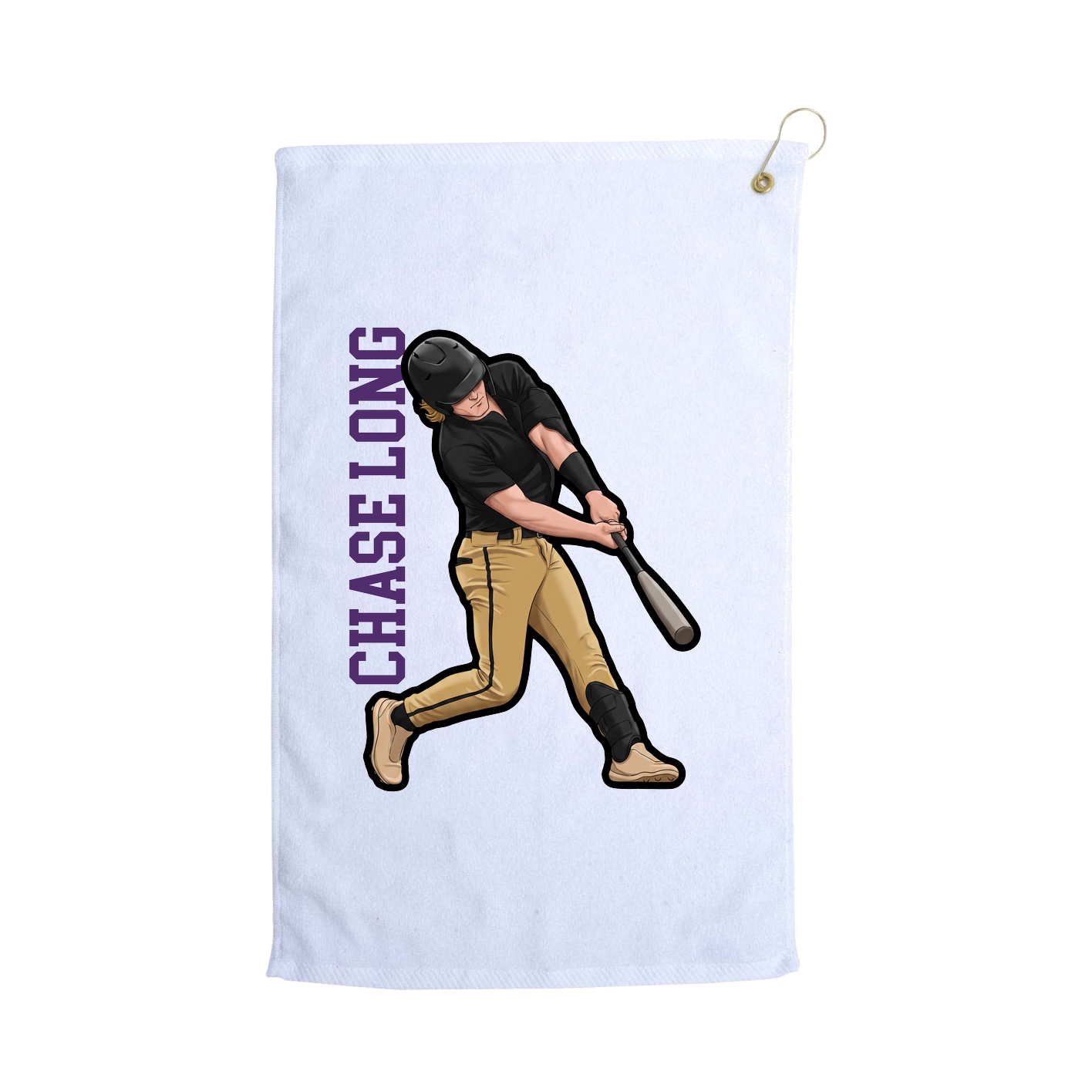 Golf Towel — Name Vertical in White