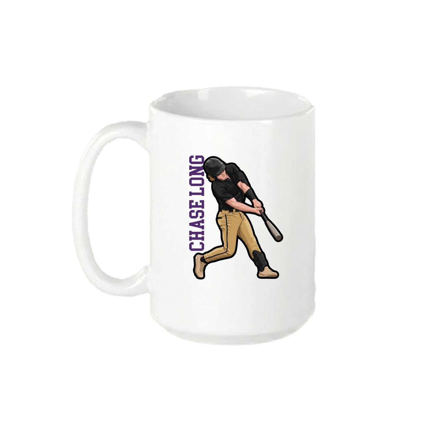 15oz Coffee Mug — Name Vertical in White