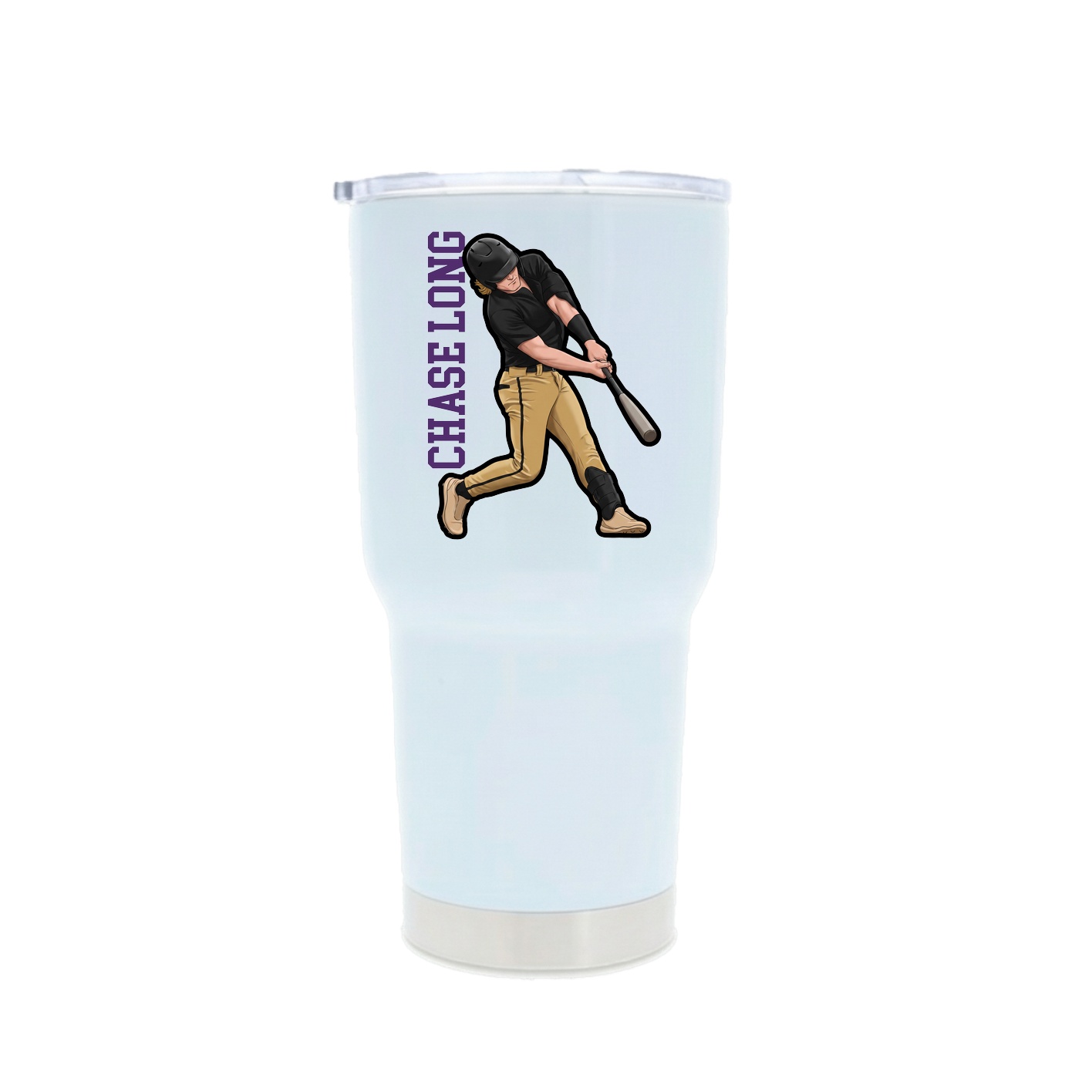 30oz Stainless Steel Tumbler — Name Vertical in White