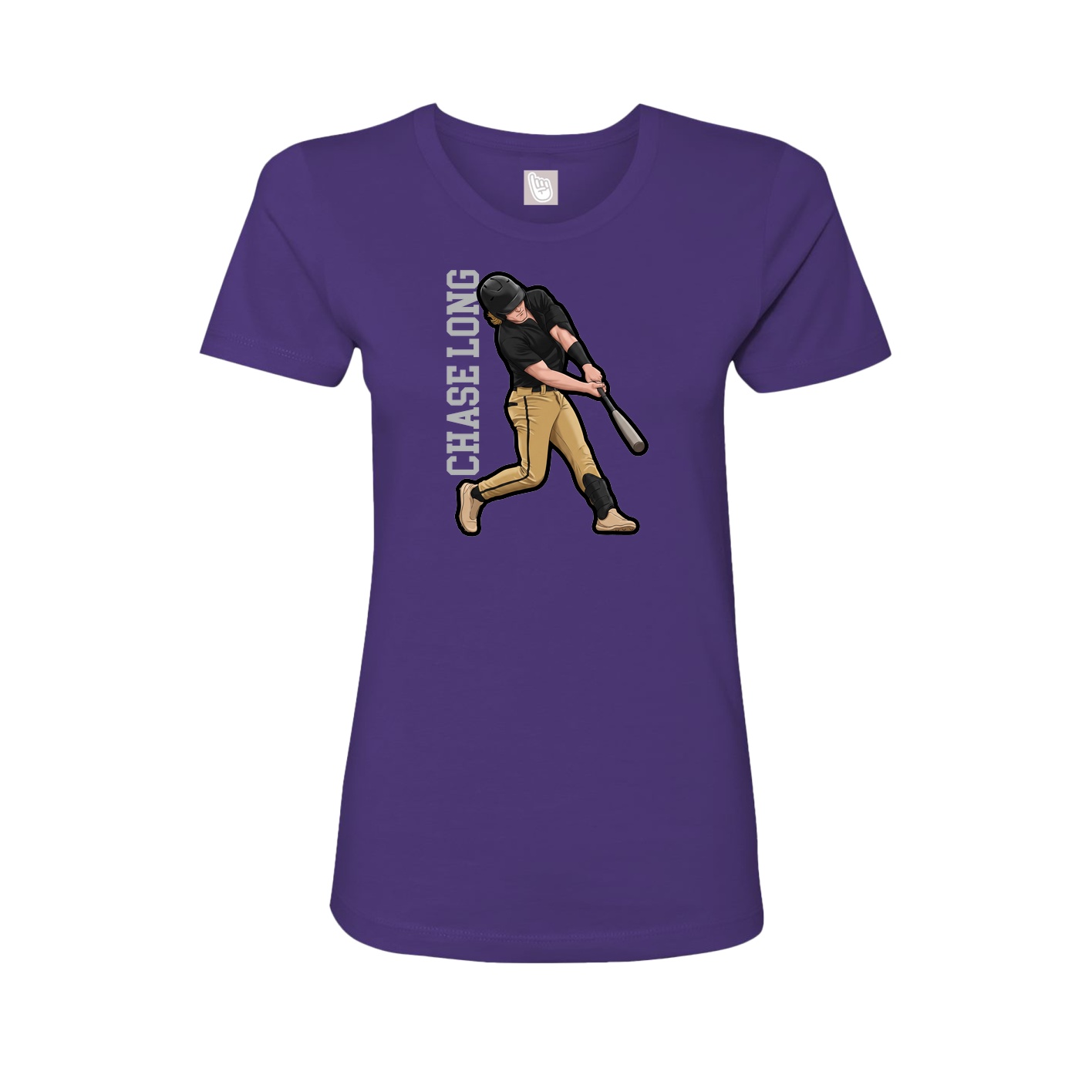Fitted Women's Tee — Name Vertical in Purple