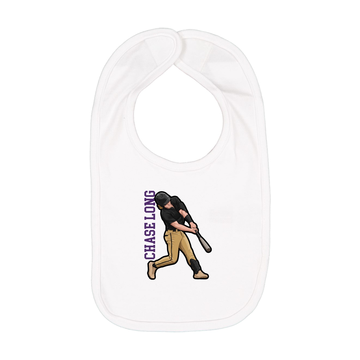 Infant Bib — Name Vertical in White