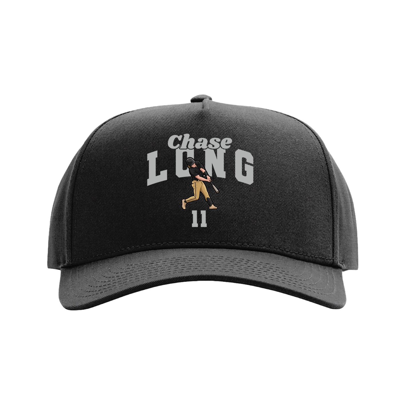 Full Fabric Five-Panel Champ Cap — Signature Arch in Black