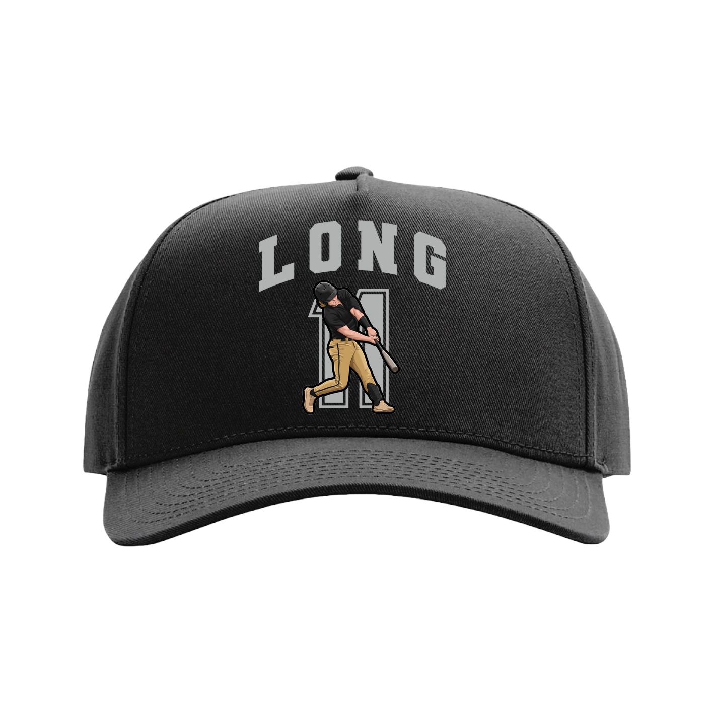 Full Fabric Five-Panel Champ Cap — Number in Black