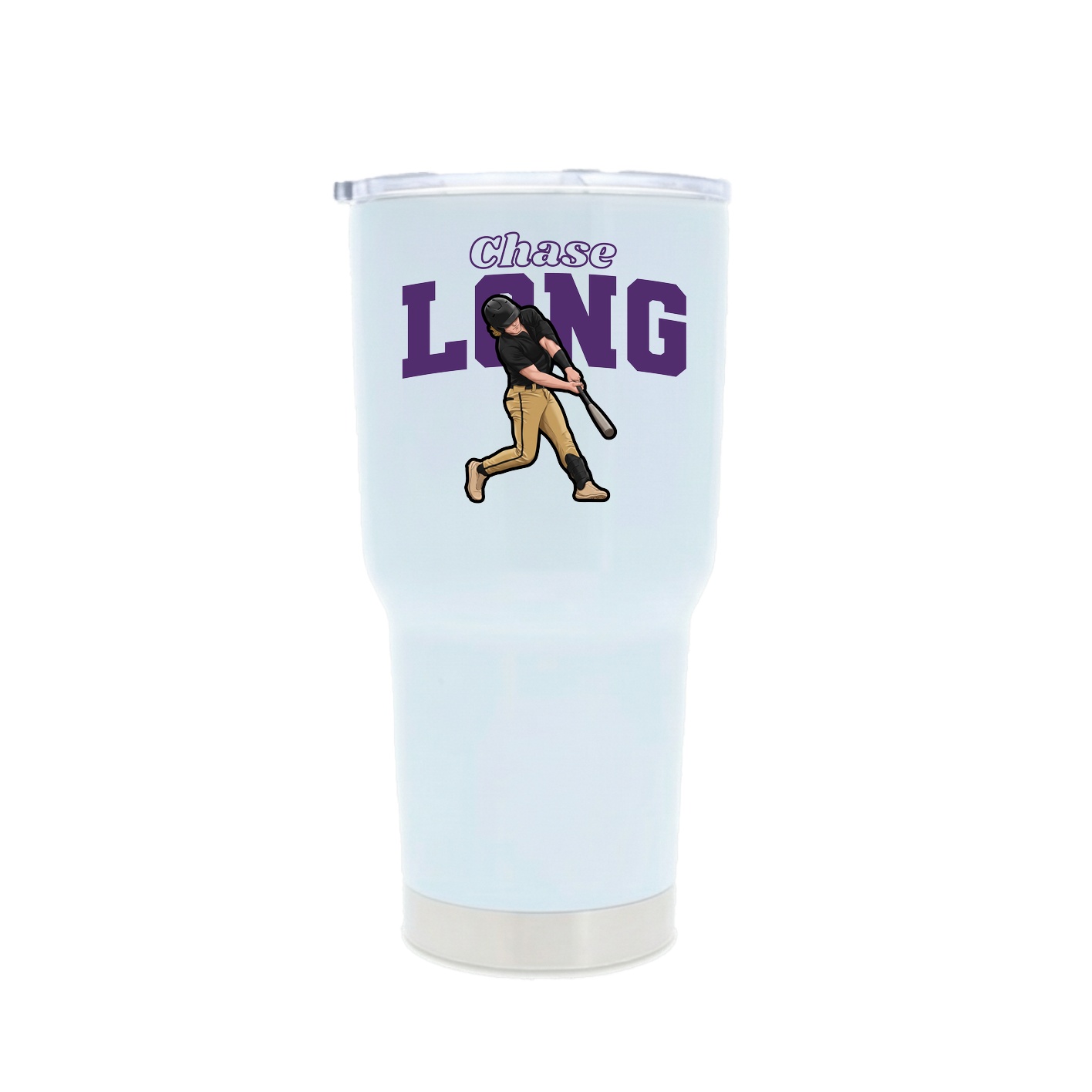 30oz Stainless Steel Tumbler — Name Arch in White
