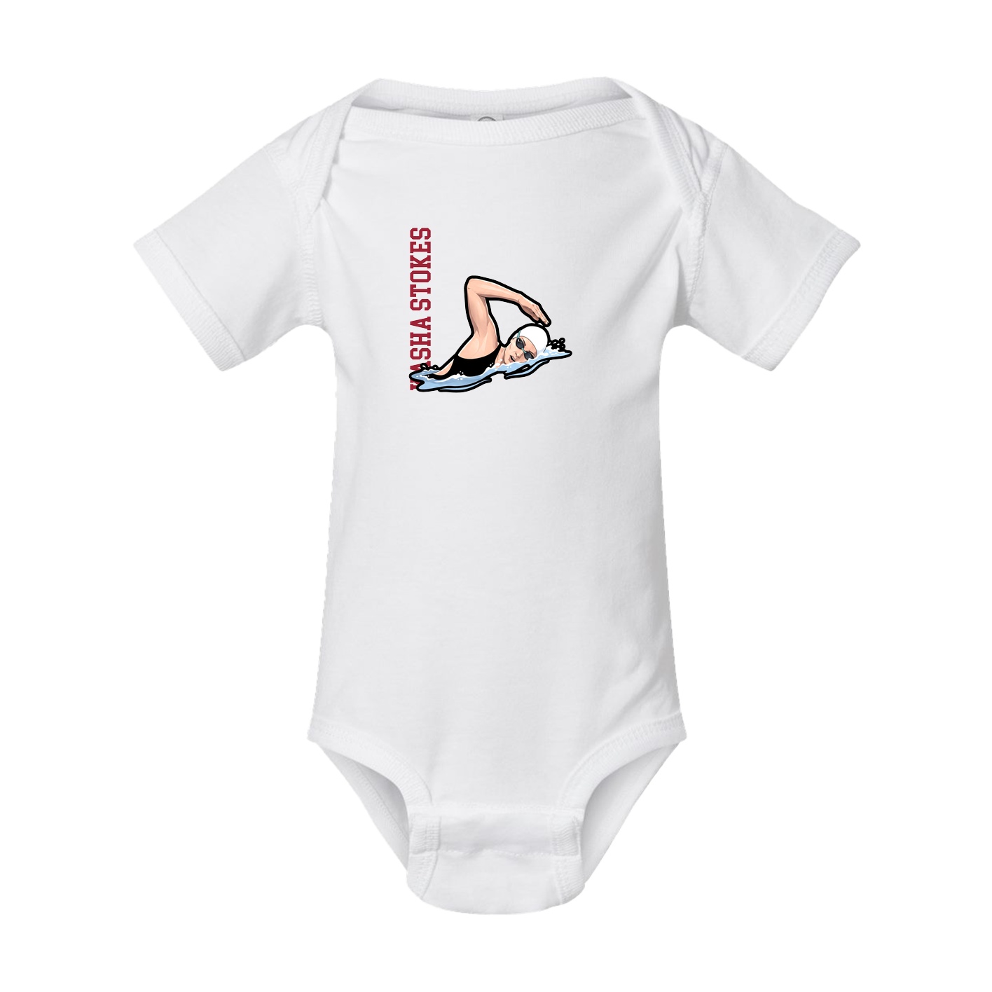 Baby Onesie — Name Vertical in White