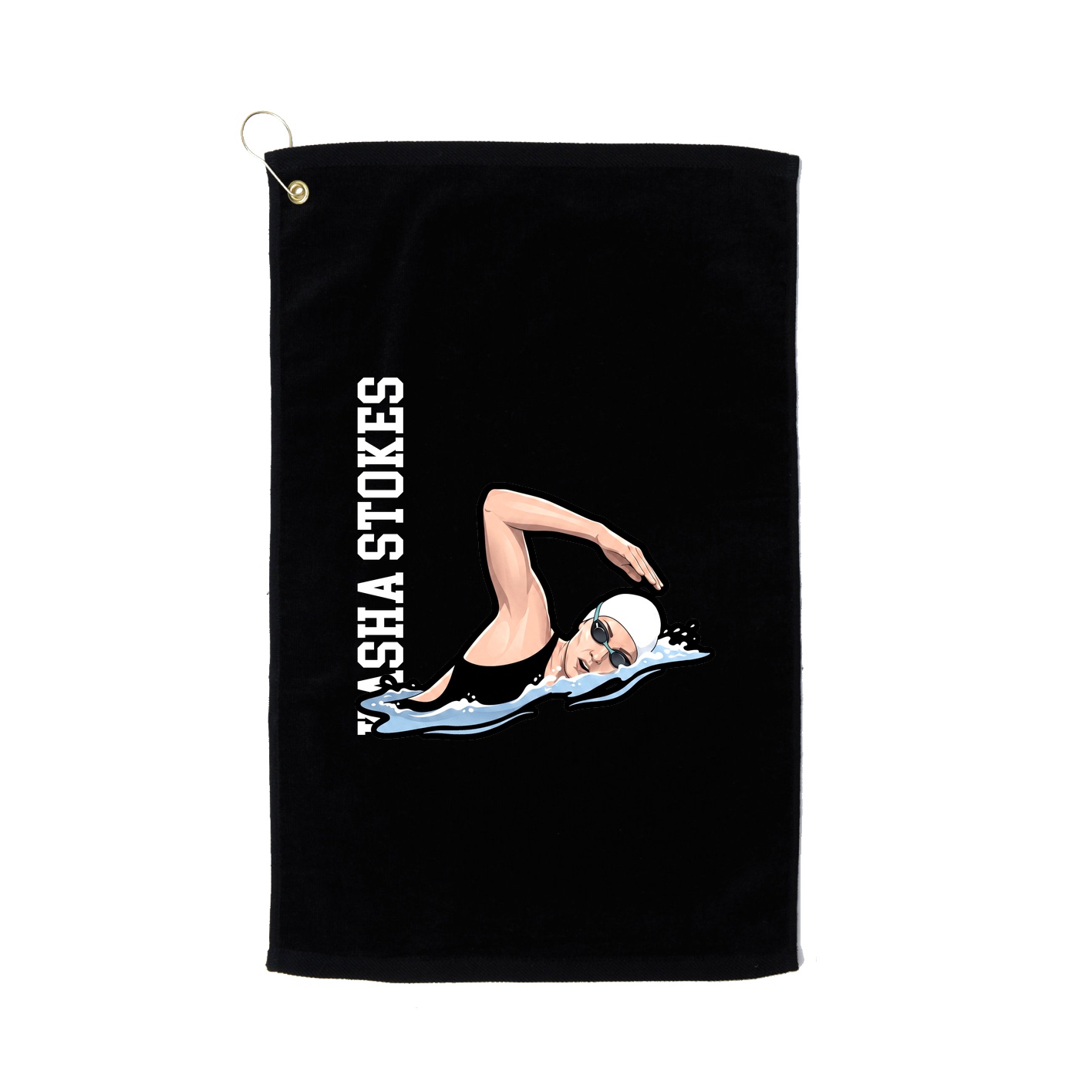 Golf Towel — Name Vertical in Black