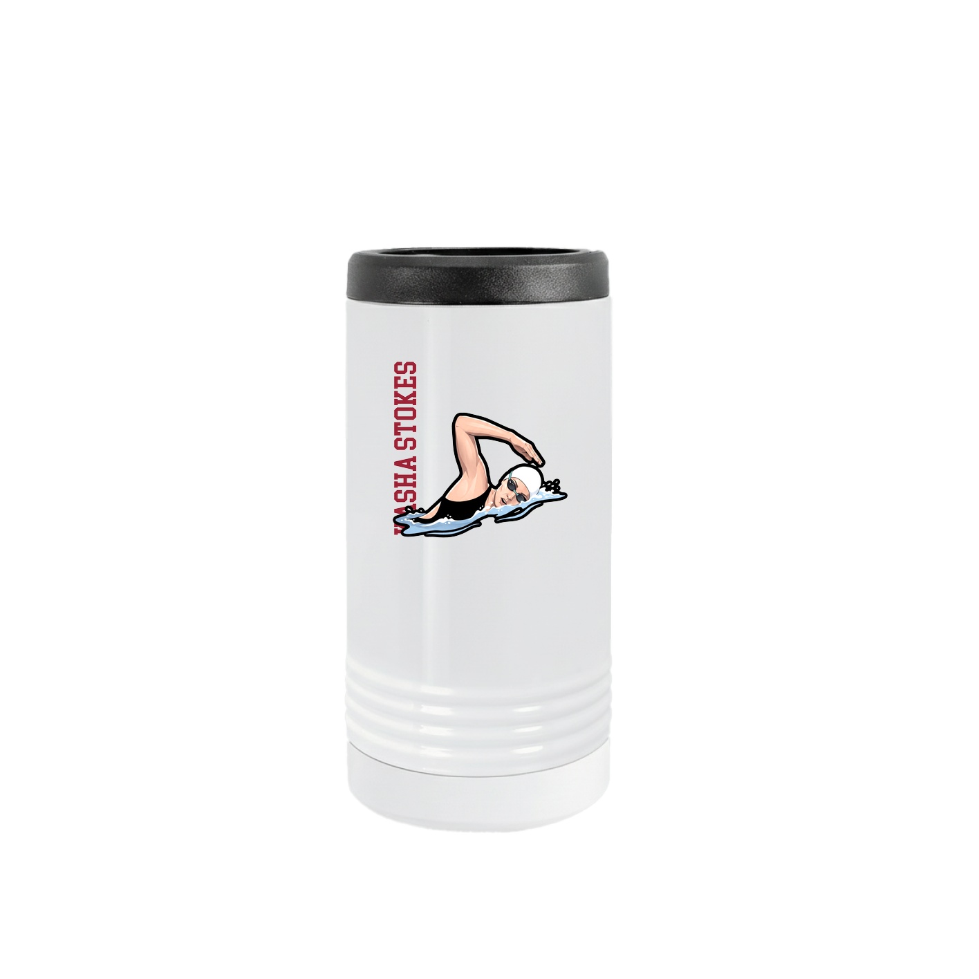 Slim Beverage Holder — Name Vertical in White