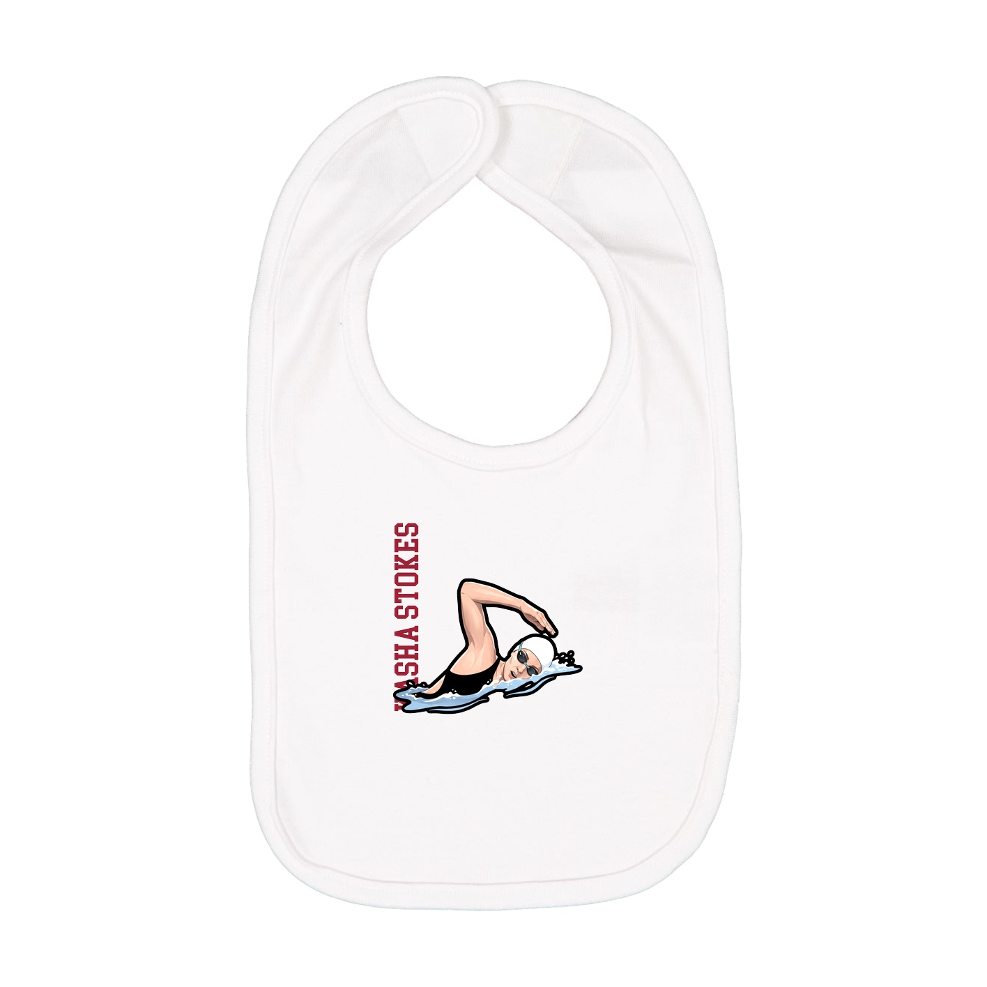 Infant Bib — Name Vertical in White