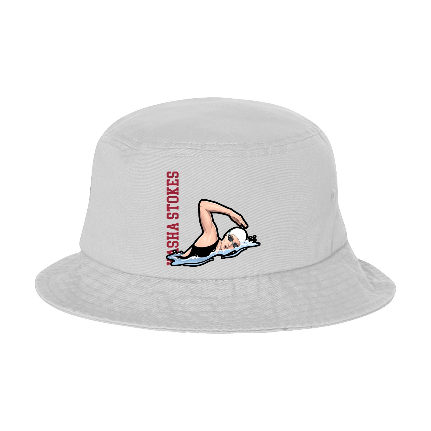 Bucket Cap — Name Vertical in White