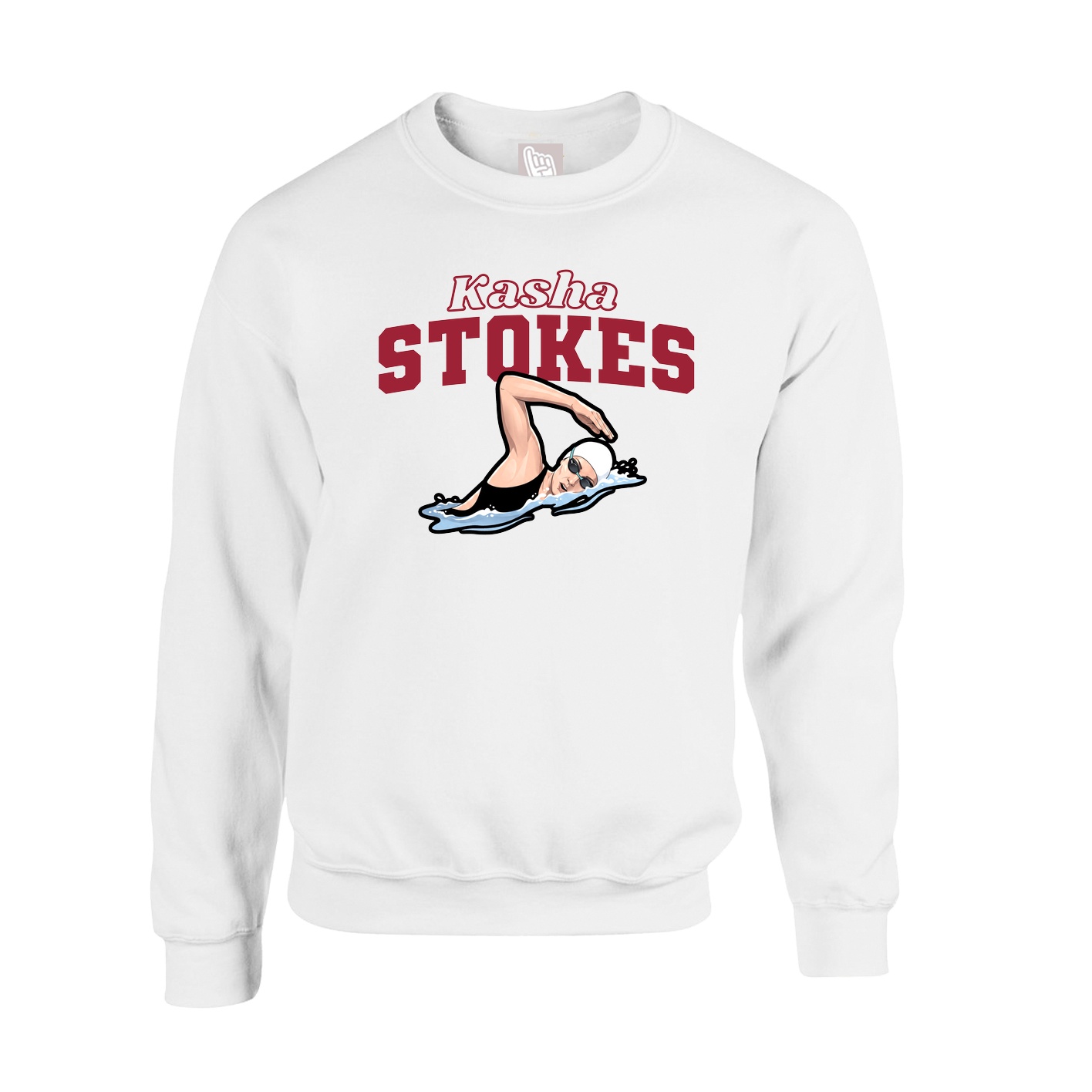 Fleece Crew — Name Arch in White