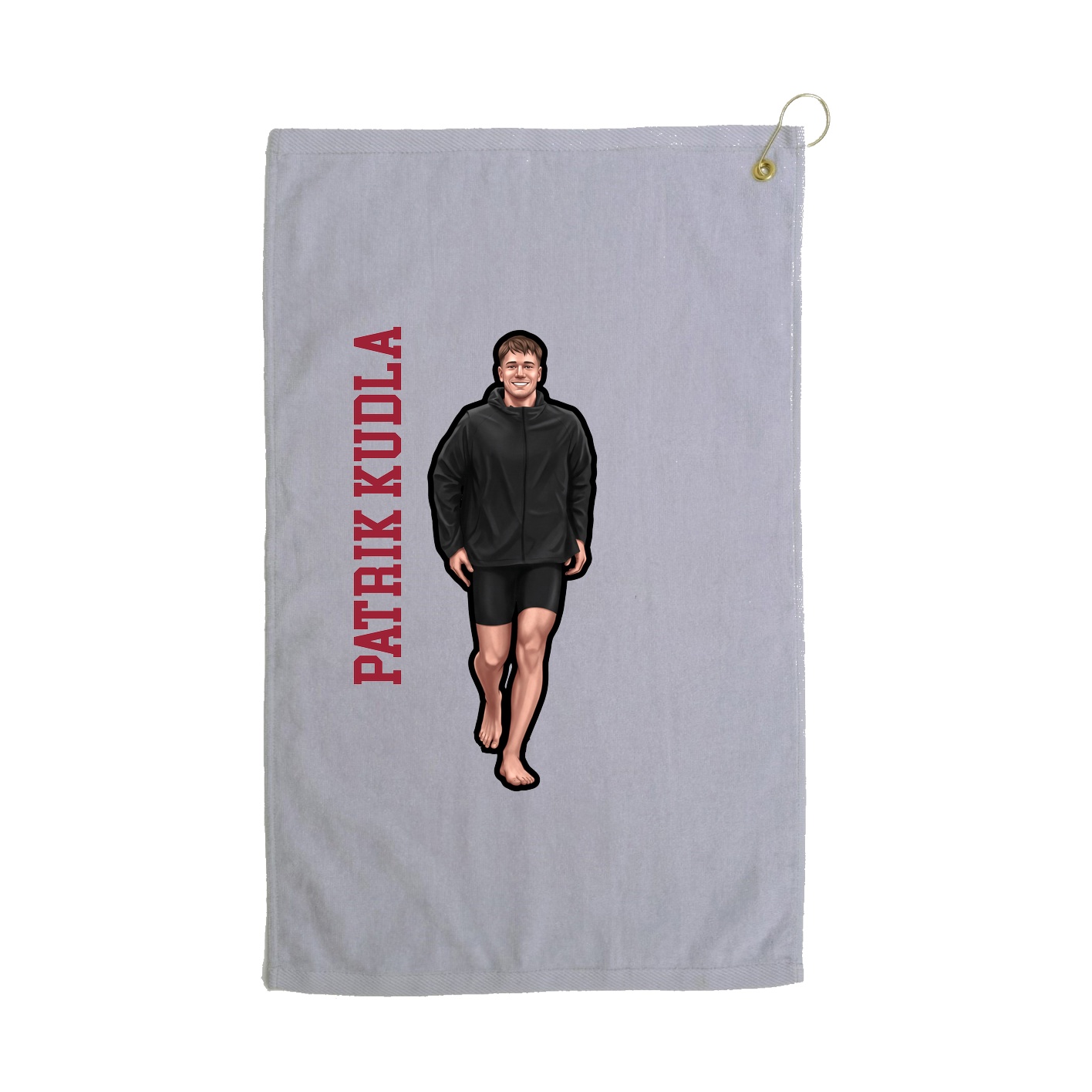 Golf Towel — Name Vertical in Grey
