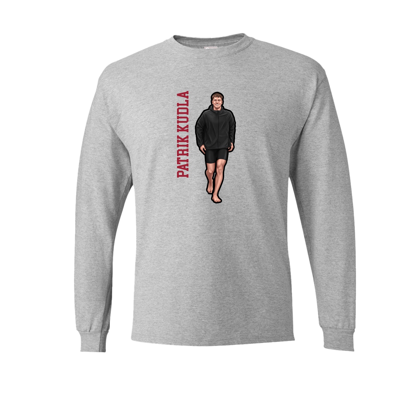 Long Sleeve Tee — Name Vertical in Grey