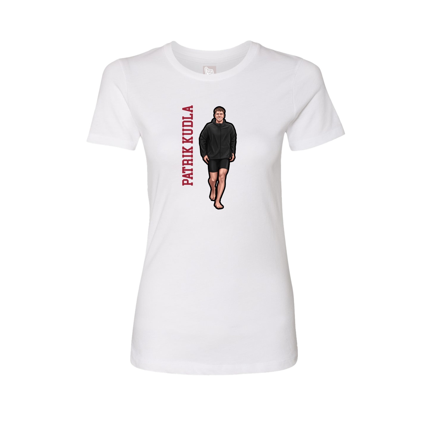Fitted Women's Tee — Name Vertical in White