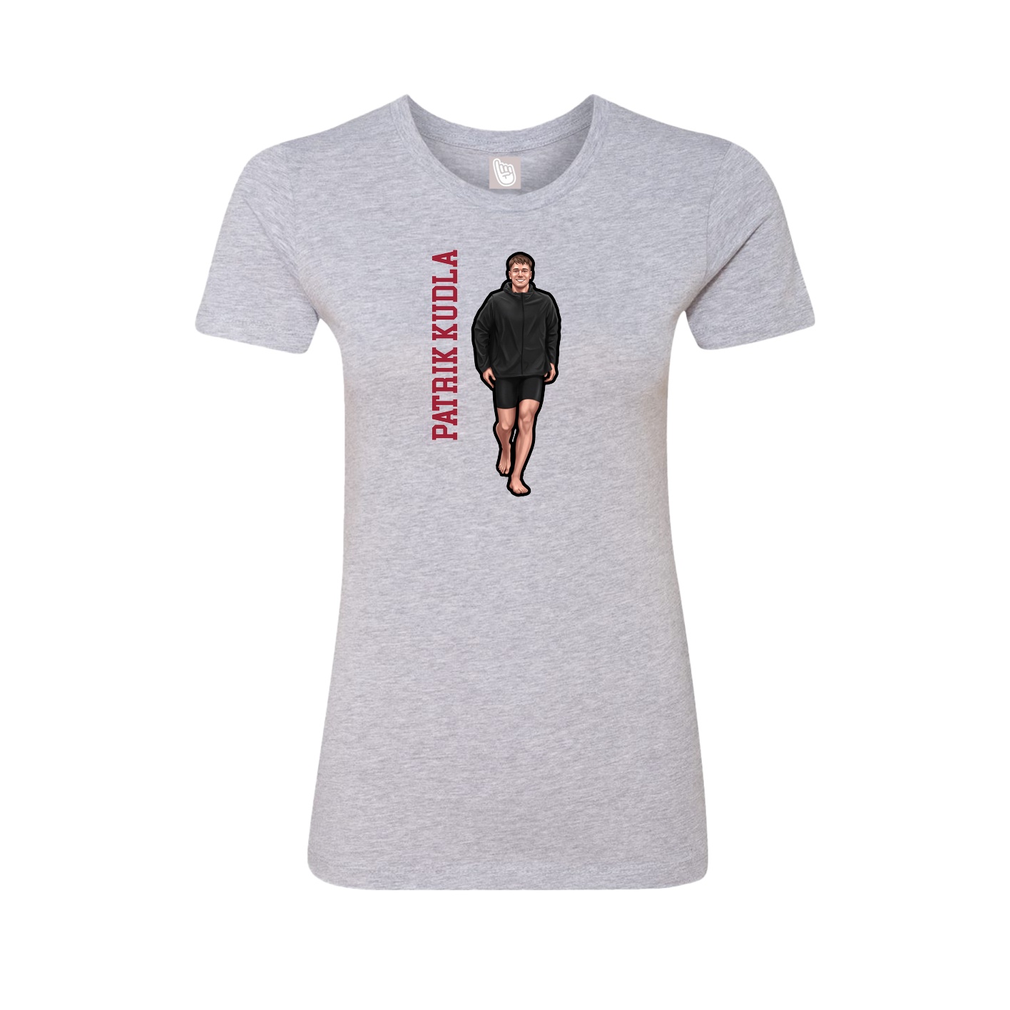 Fitted Women's Tee — Name Vertical in Grey