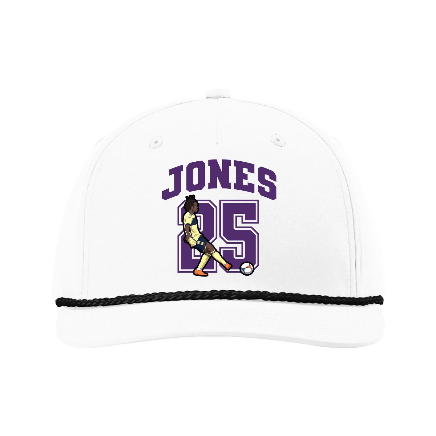 Five-Panel Classic Rope Cap — Number in White