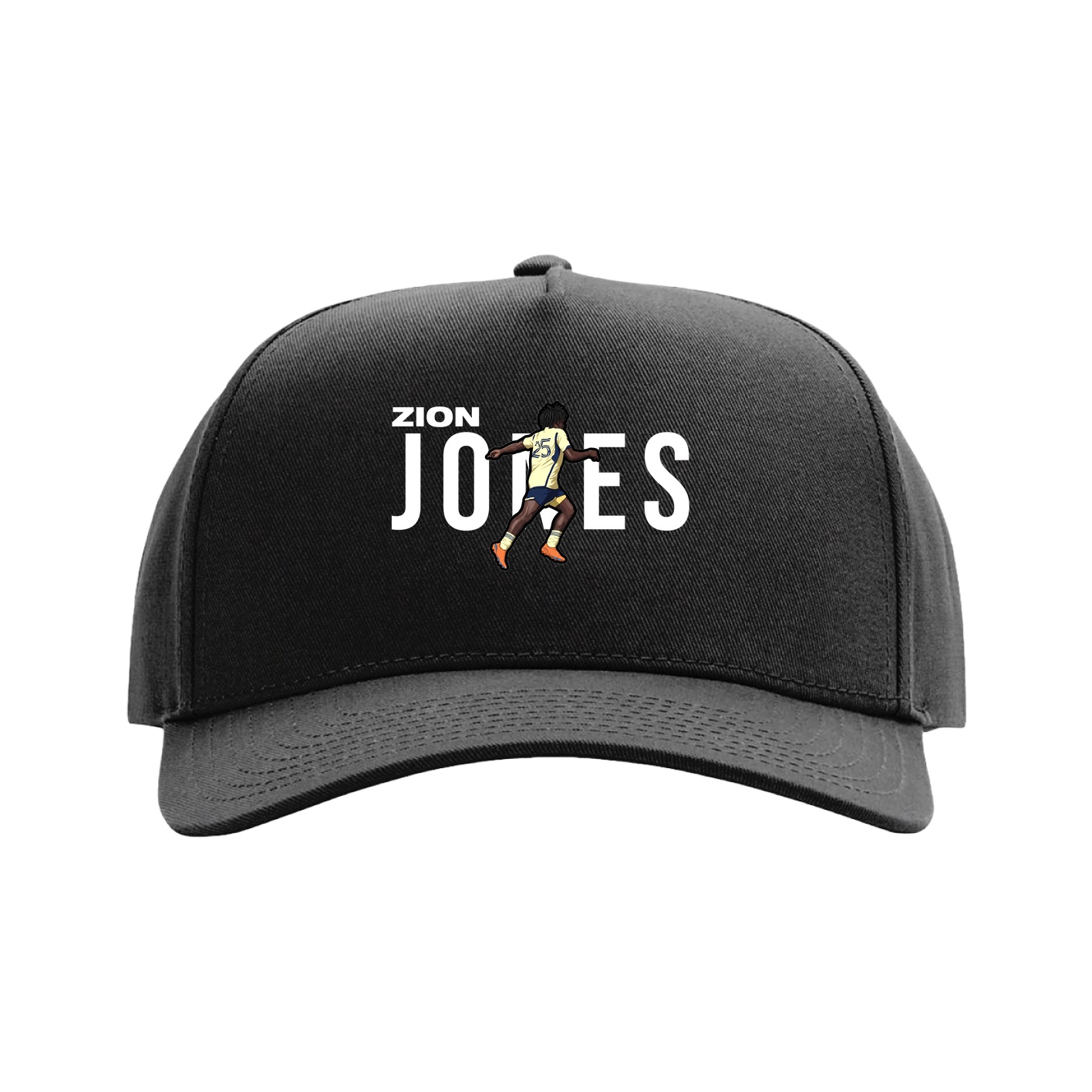 Full Fabric Five-Panel Champ Cap — Player Name in Black