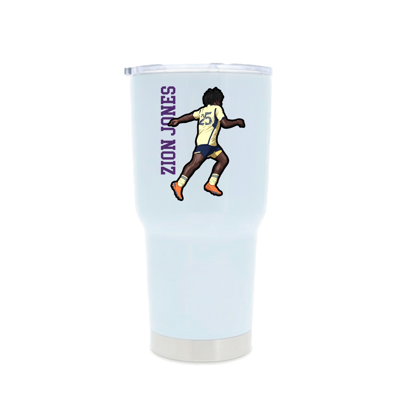 30oz Stainless Steel Tumbler — Name Vertical in White