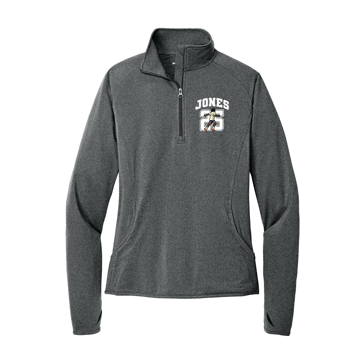 Women's Q-Zip Pullover — Number in Grey