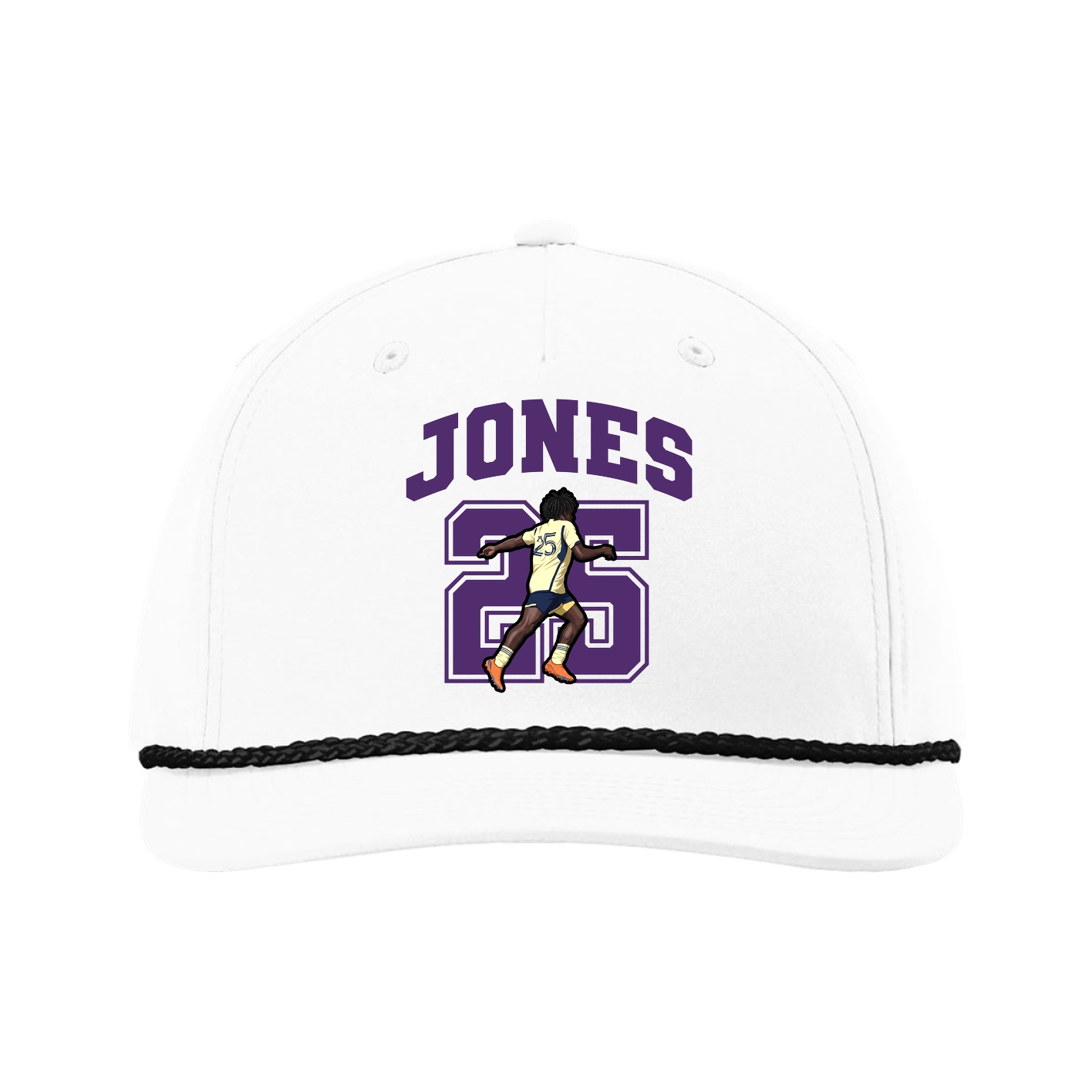 Five-Panel Classic Rope Cap — Number in White