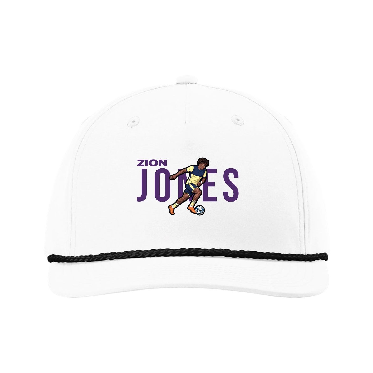 Five-Panel Classic Rope Cap — Player Name in White