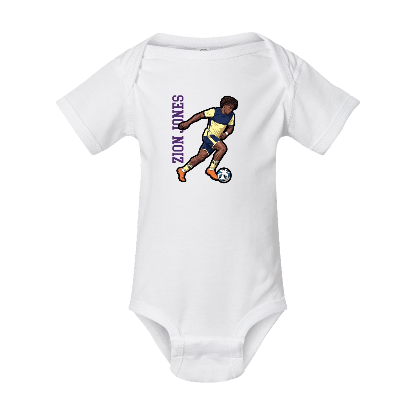 Baby Onesie — Name Vertical in White