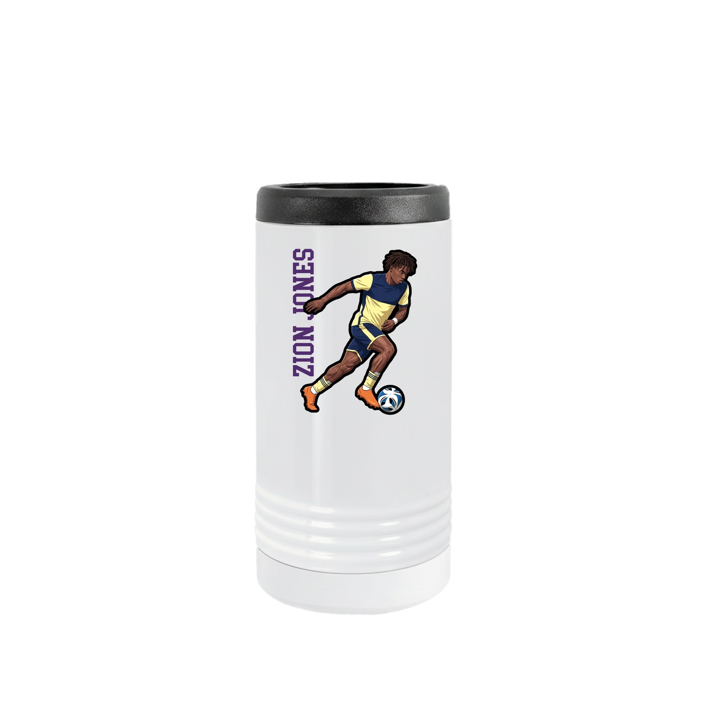 Slim Beverage Holder — Name Vertical in White
