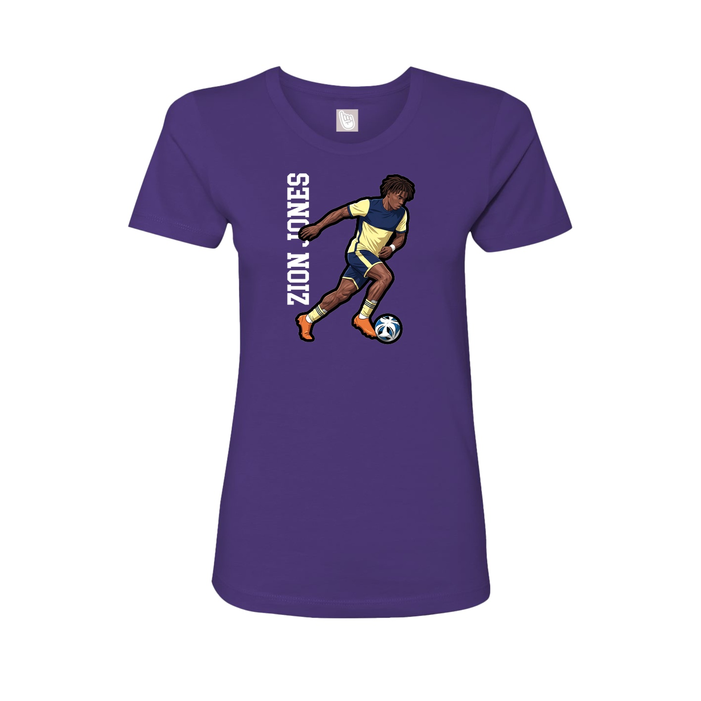 Womens Tee — Name Vertical in Purple