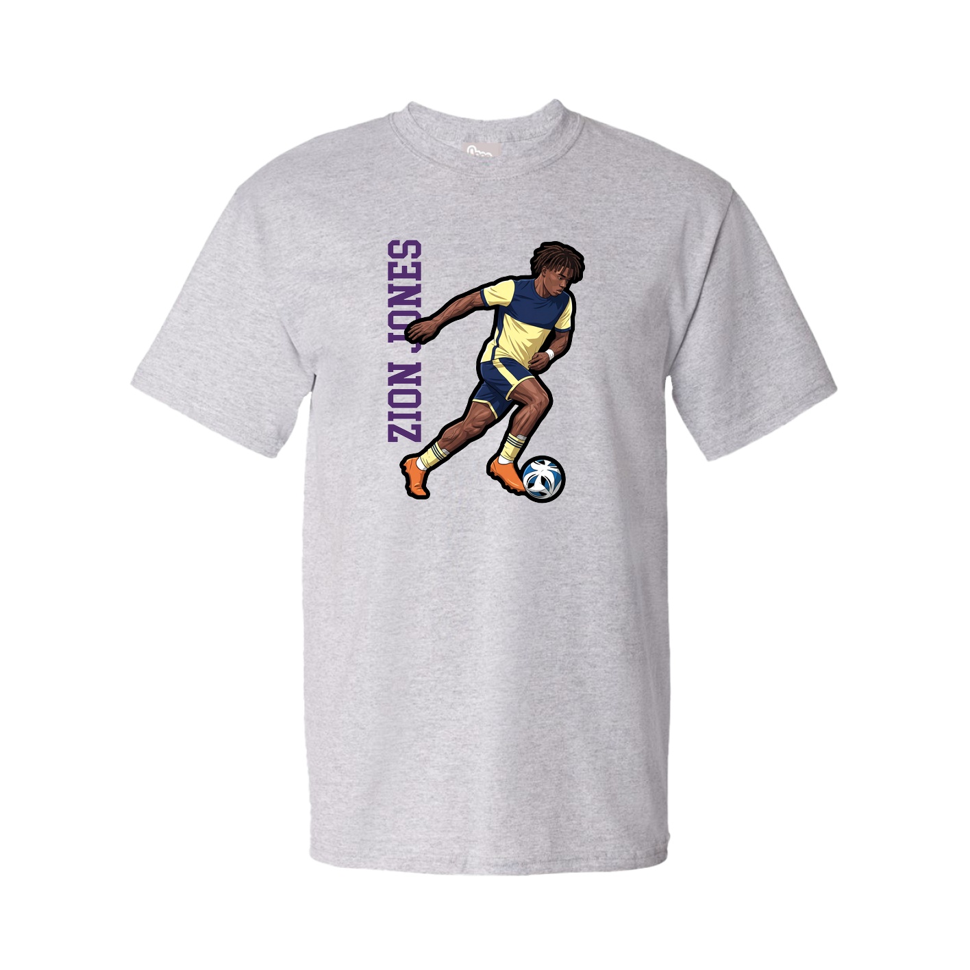 Youth Tee — Name Vertical in Grey
