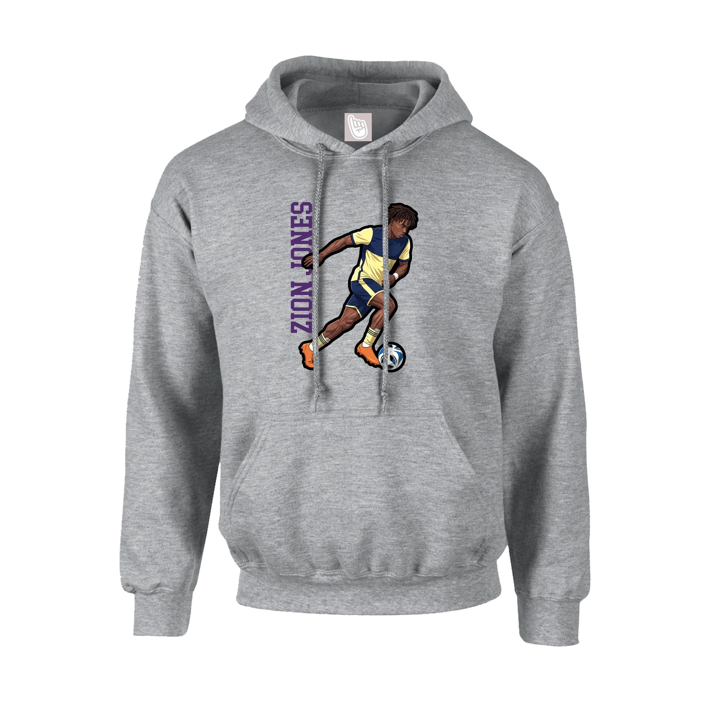 Hoodie — Name Vertical in Grey