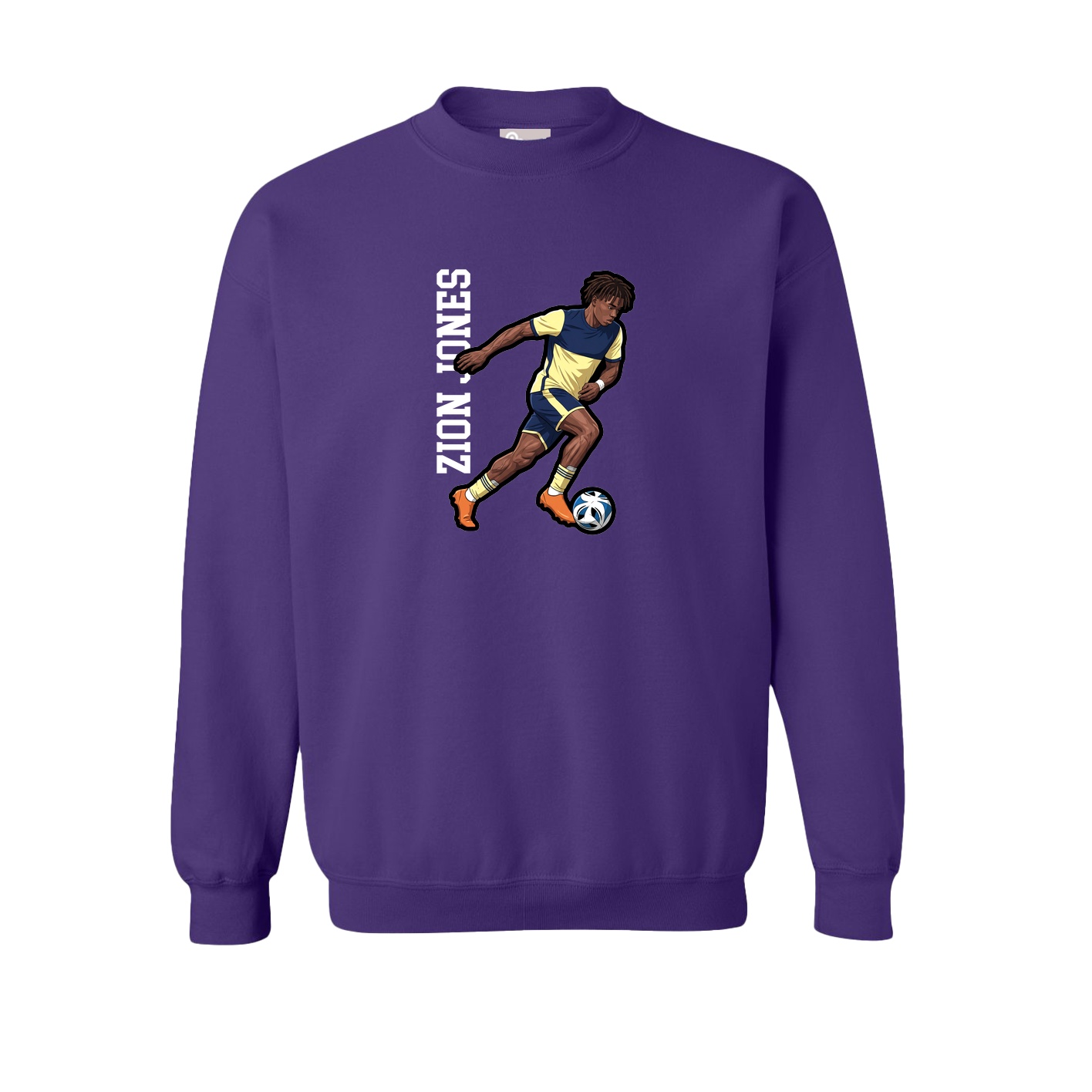 Fleece Crew — Name Vertical in Purple