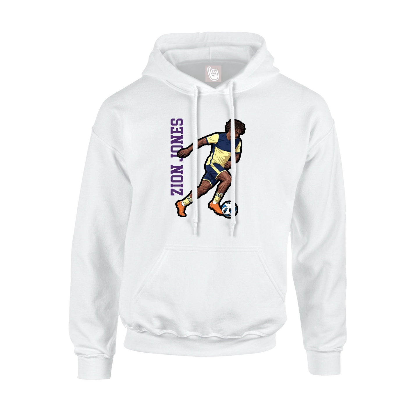 Youth Hoodie — Name Vertical in White
