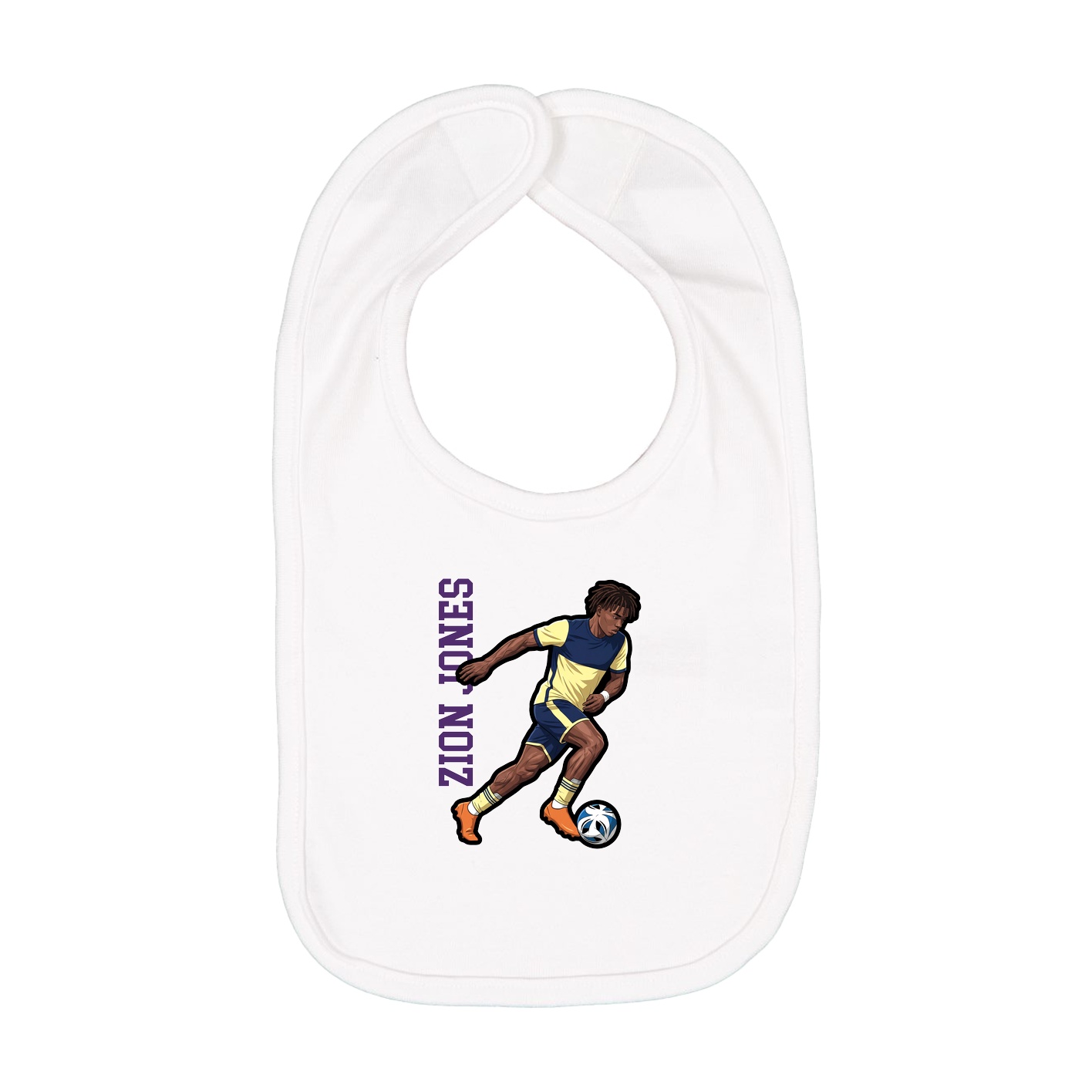 Infant Bib — Name Vertical in White