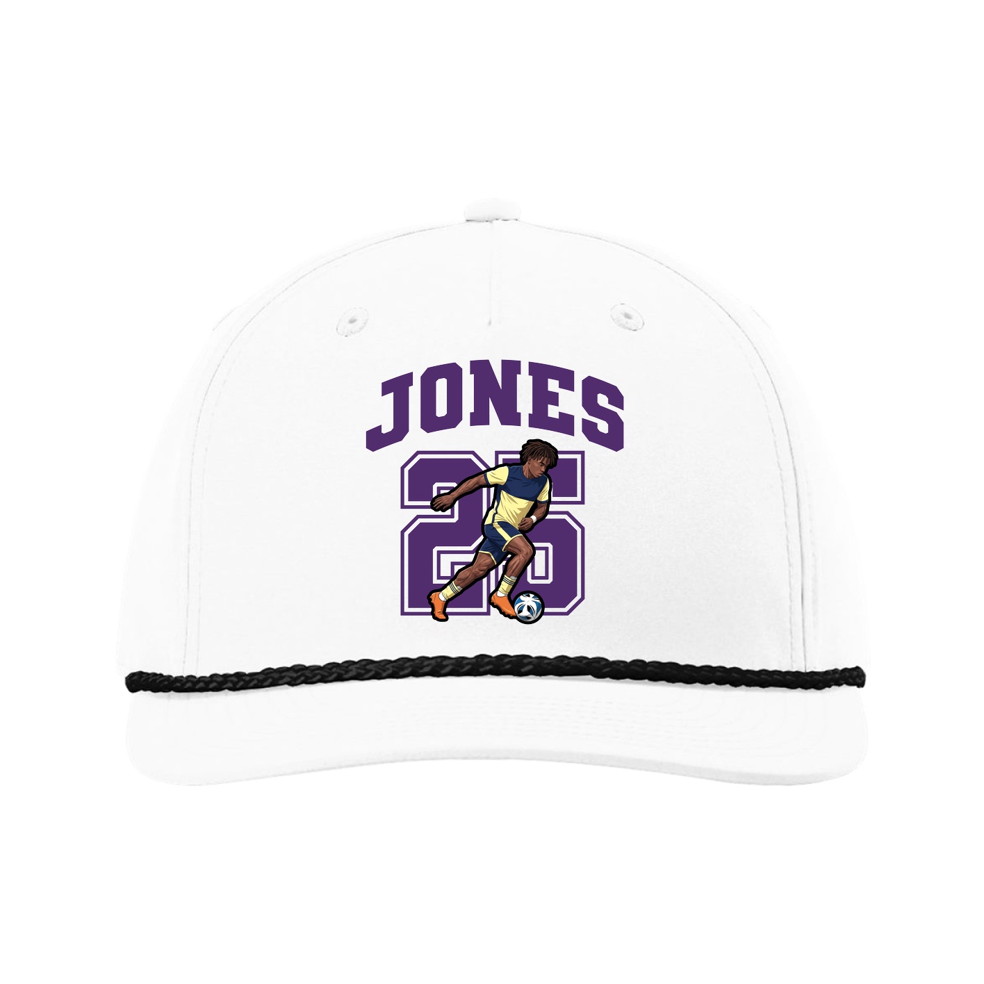 Five-Panel Classic Rope Cap — Number in White