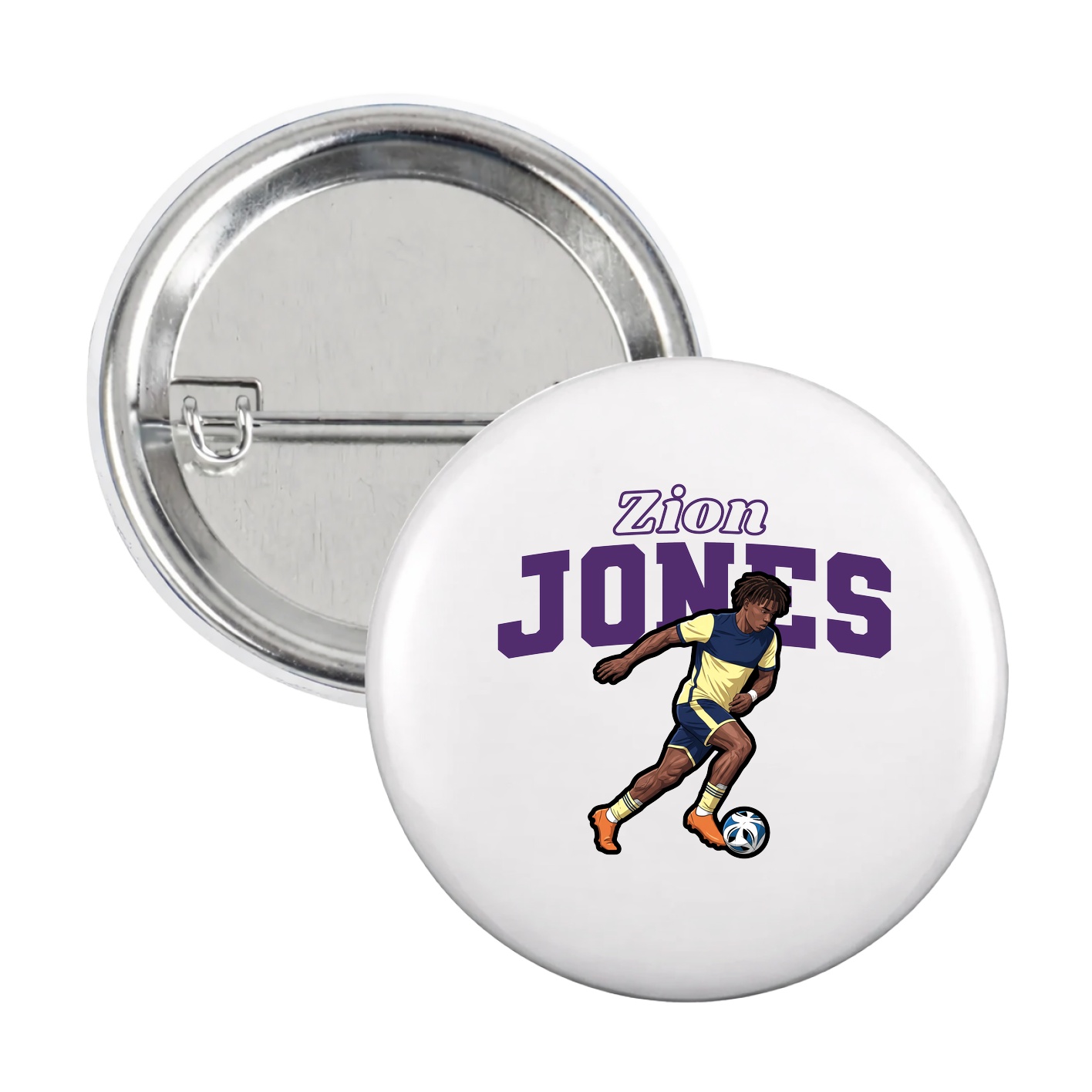 Game Day Button — Name Arch in White