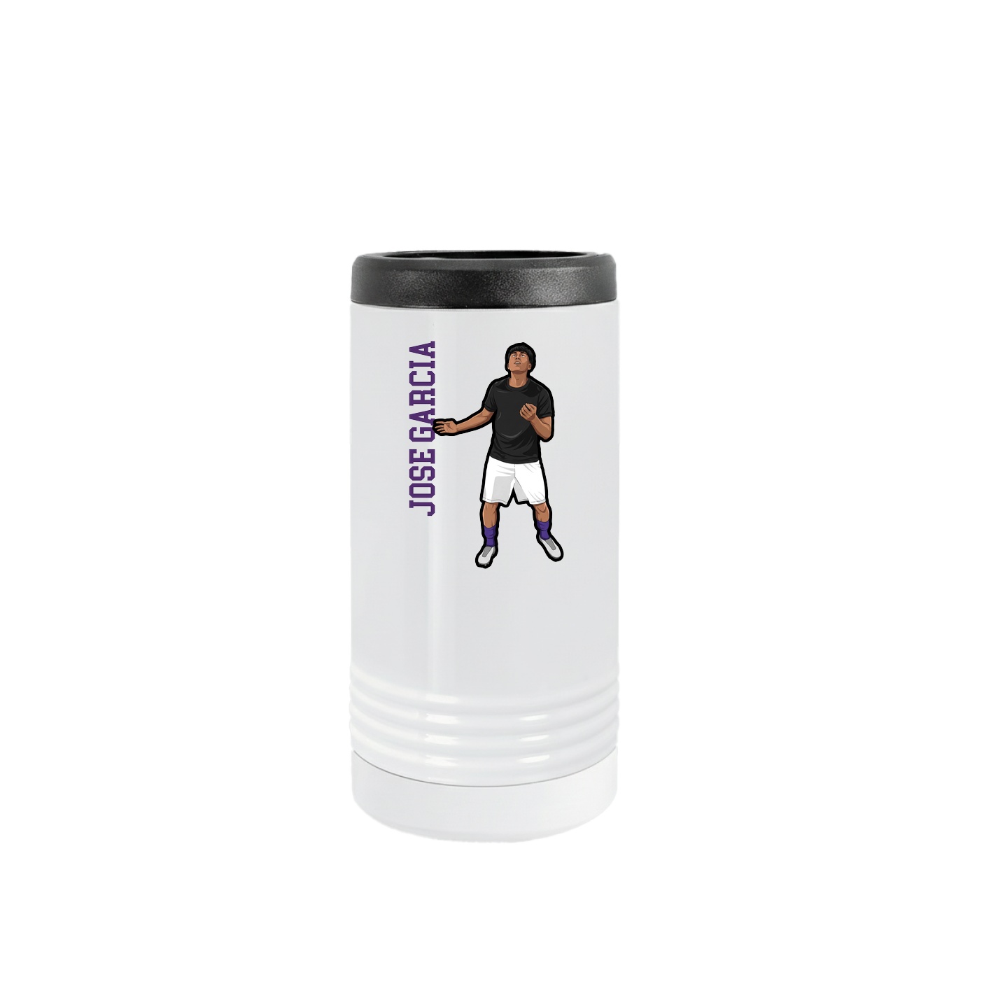 Slim Beverage Holder — Name Vertical in White