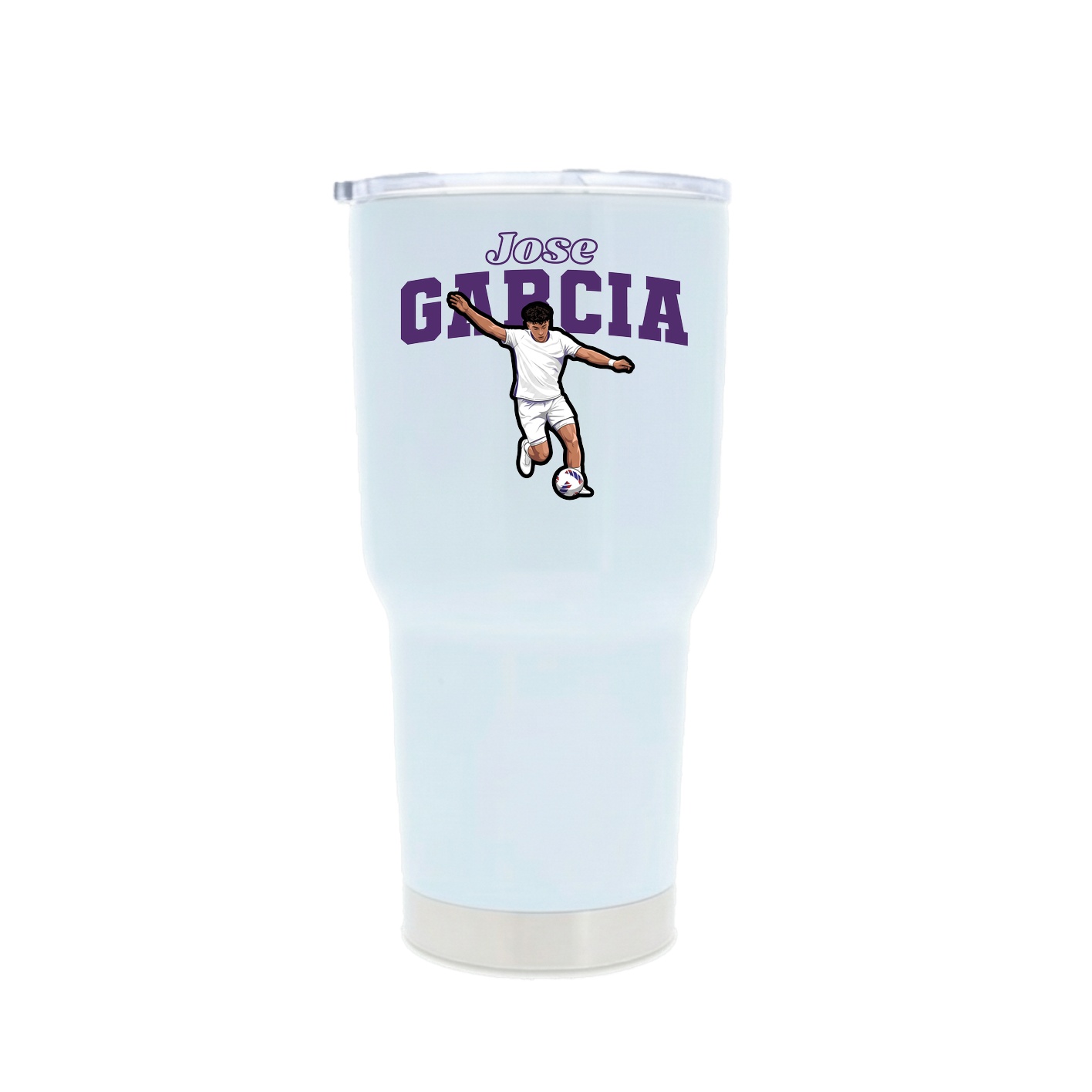 30oz Stainless Steel Tumbler — Name Arch in White