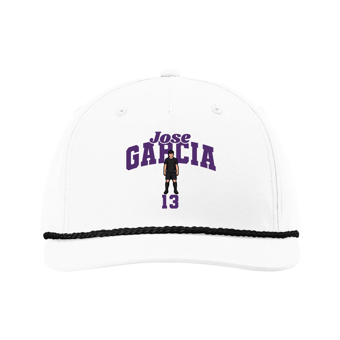 Five-Panel Classic Rope Cap — Signature Arch in White